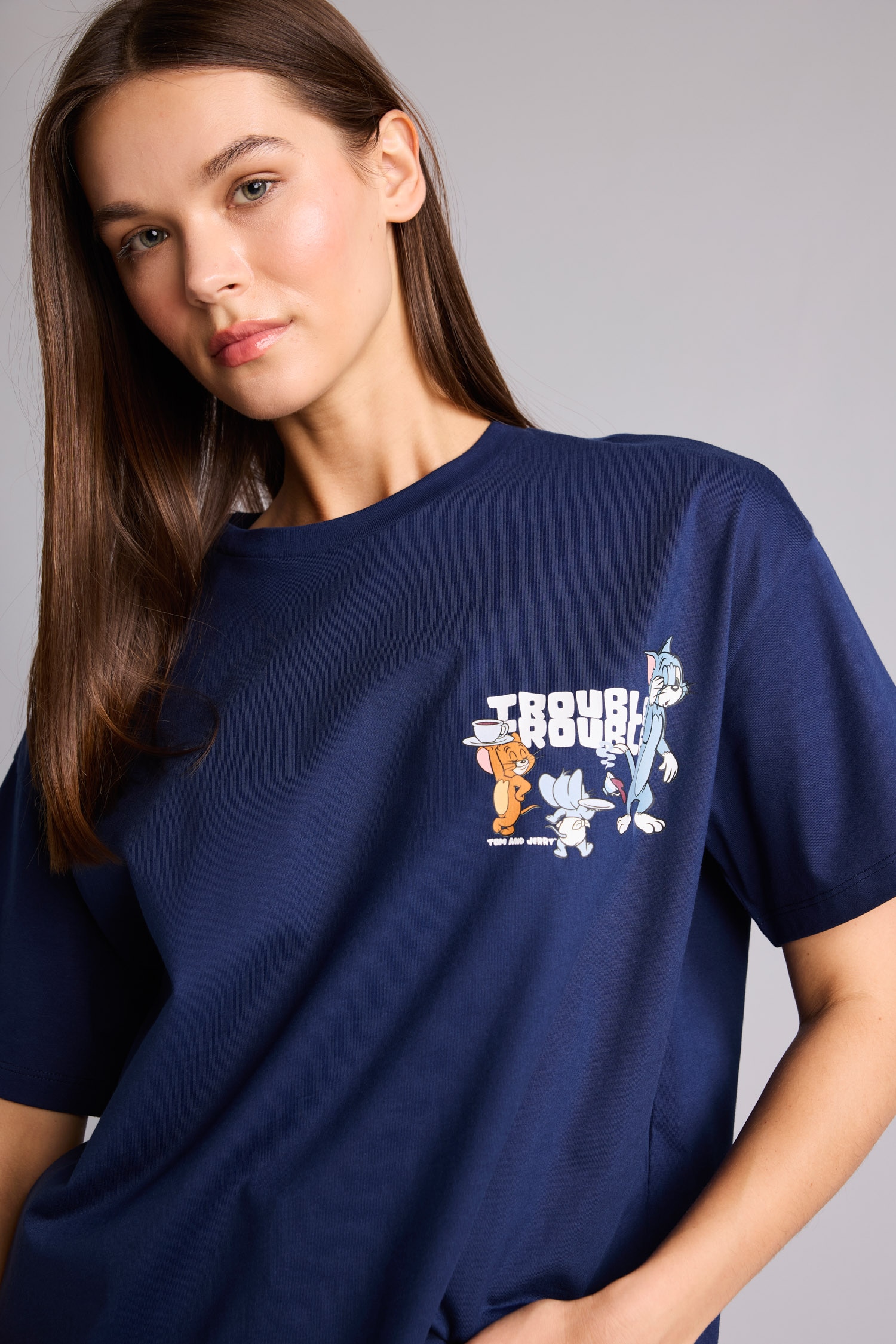 DeFacto %100 Pamuk Tom & Jerry Oversıze Kısa Kollu Tişört görsel 4