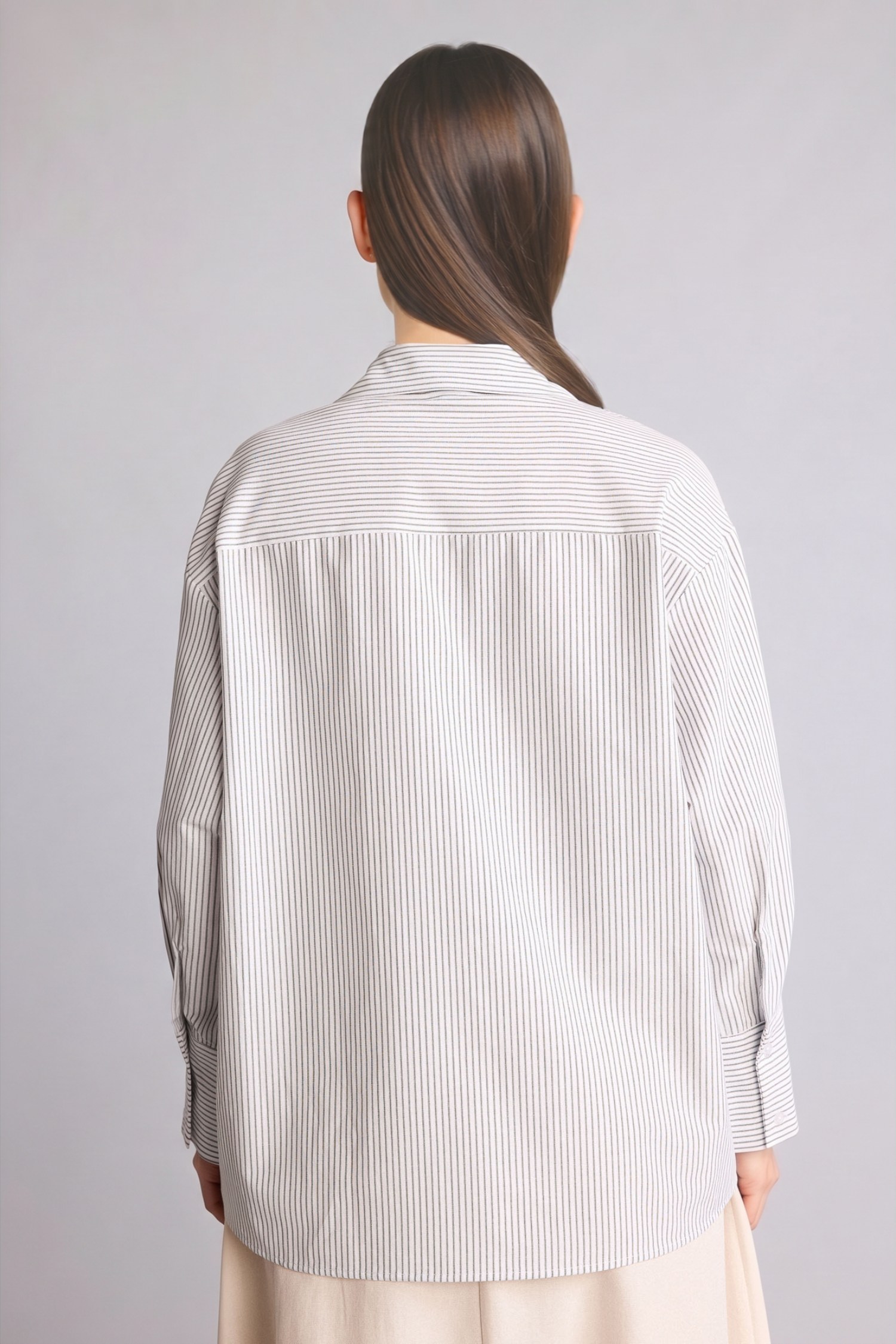 DeFacto Relax Fıt Çizgili Poplin Tunik görsel 5
