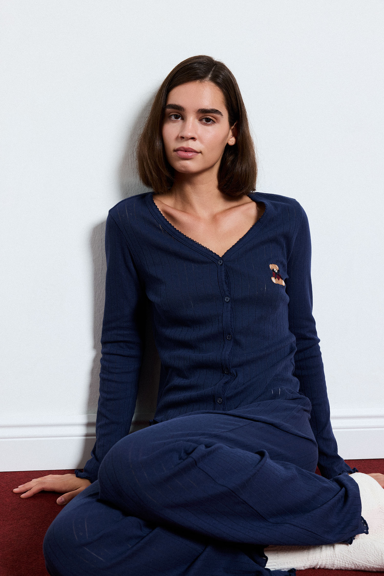 DeFacto Regular Fit Uzun Kollu Geniş Paça Pijama Takımı görsel 3
