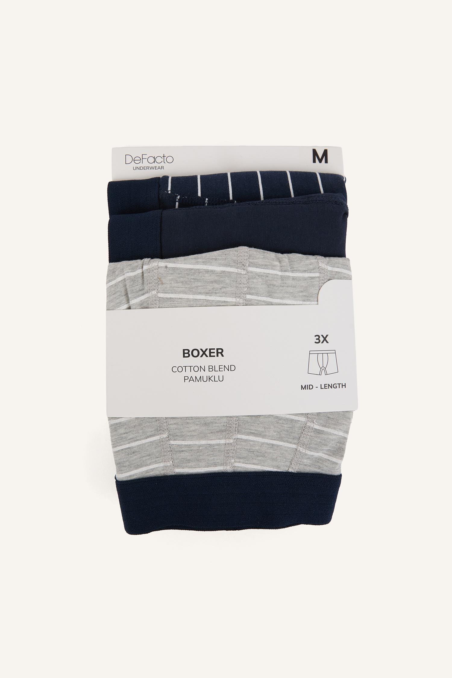 DeFacto Regular Fıt Çizgili 3'lü Boxer Set görsel 7