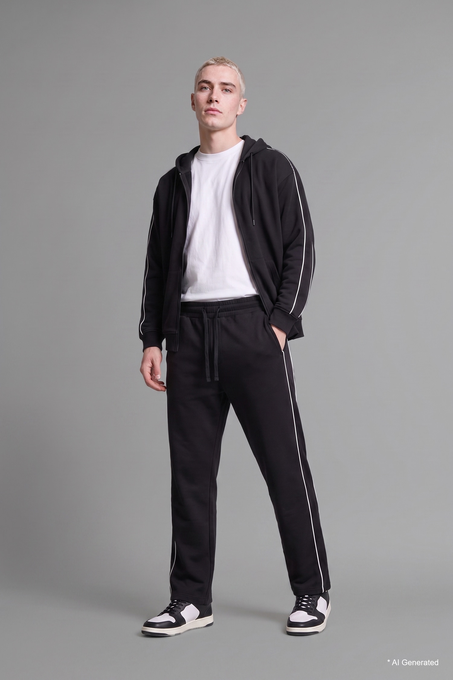 DeFacto Boxy Fit Şeritli Kapüşonlu Sweatshirt Hırka