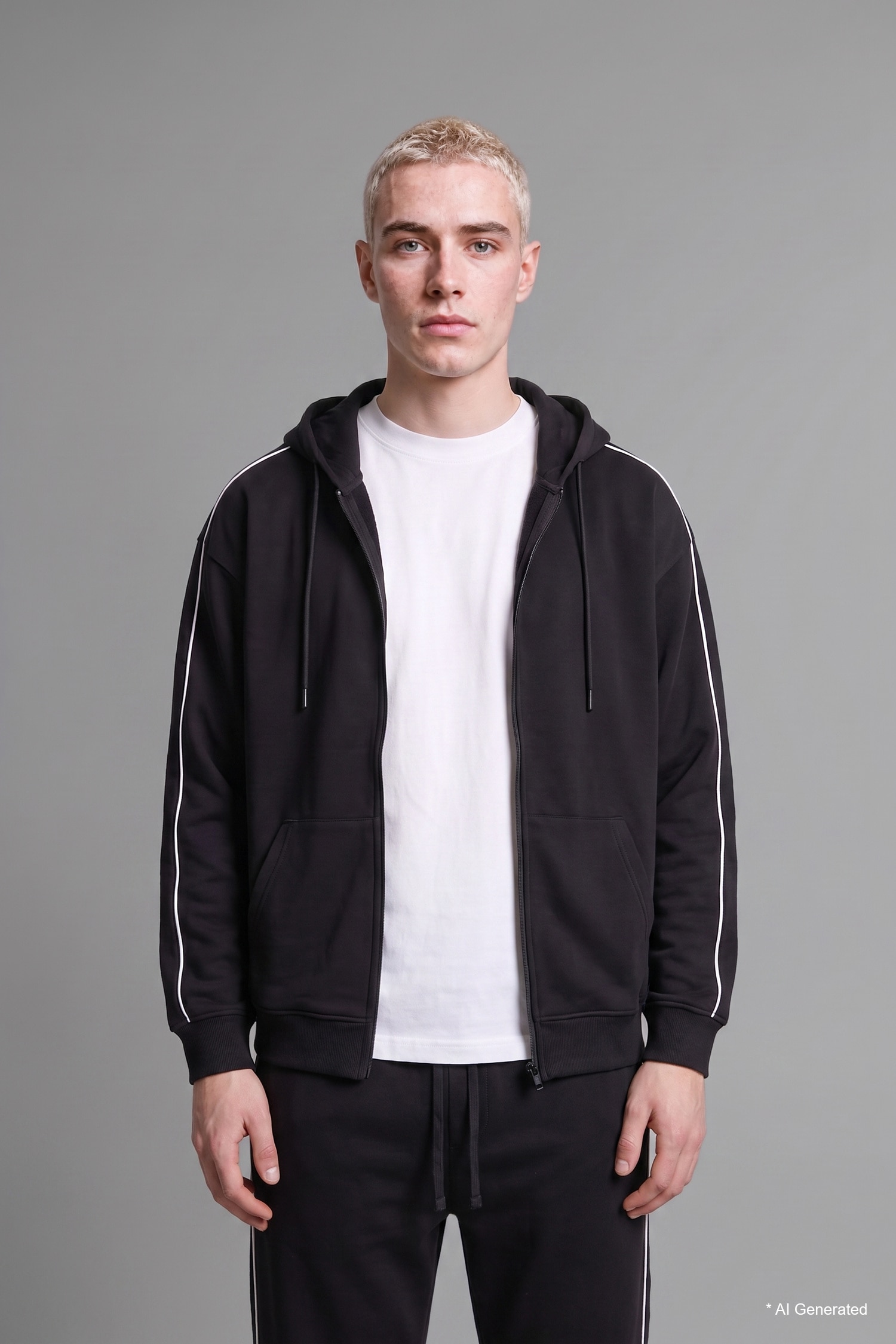 DeFacto Boxy Fit Şeritli Kapüşonlu Sweatshirt Hırka görsel 3