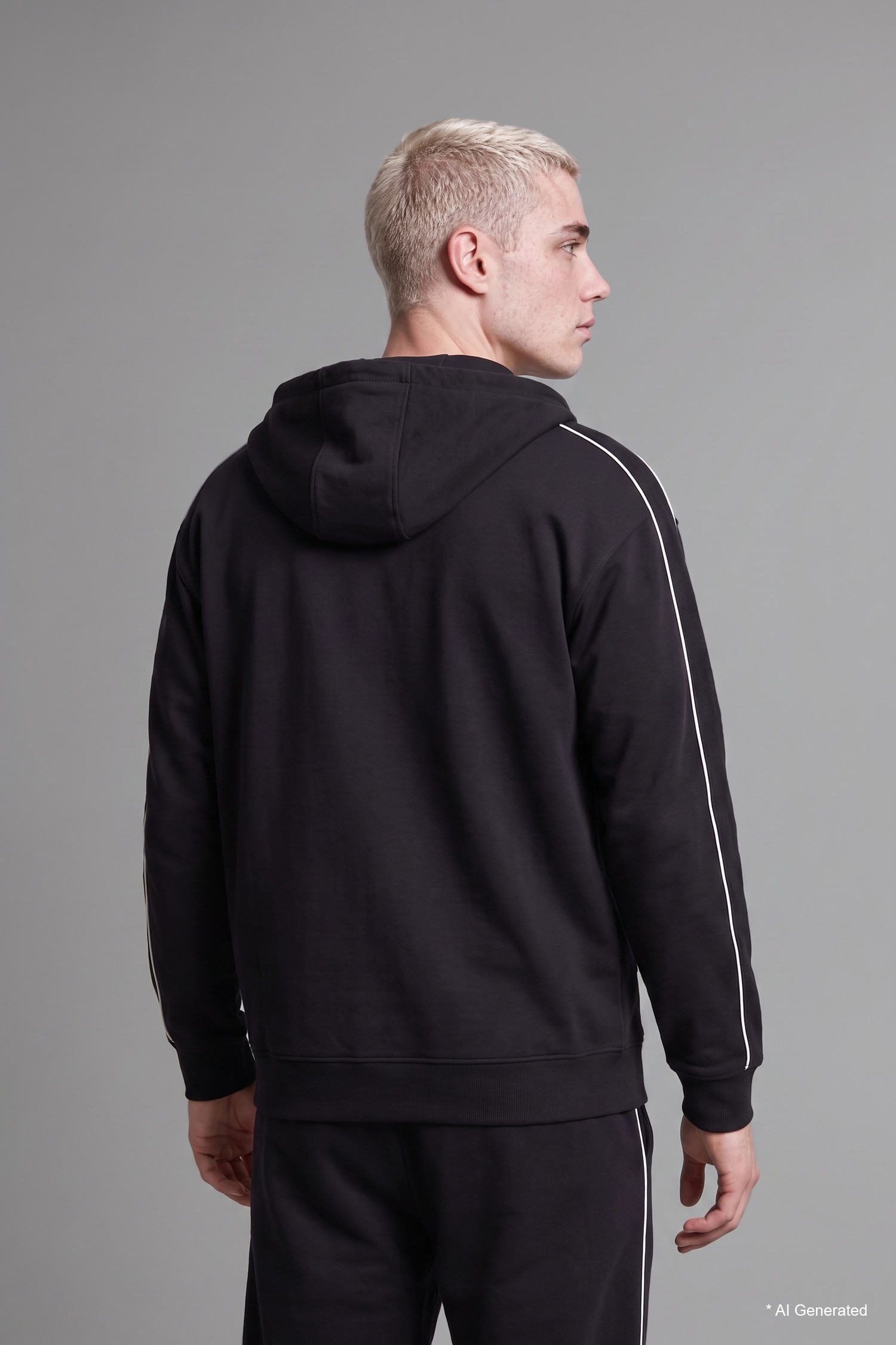 DeFacto Boxy Fit Şeritli Kapüşonlu Sweatshirt Hırka görsel 5