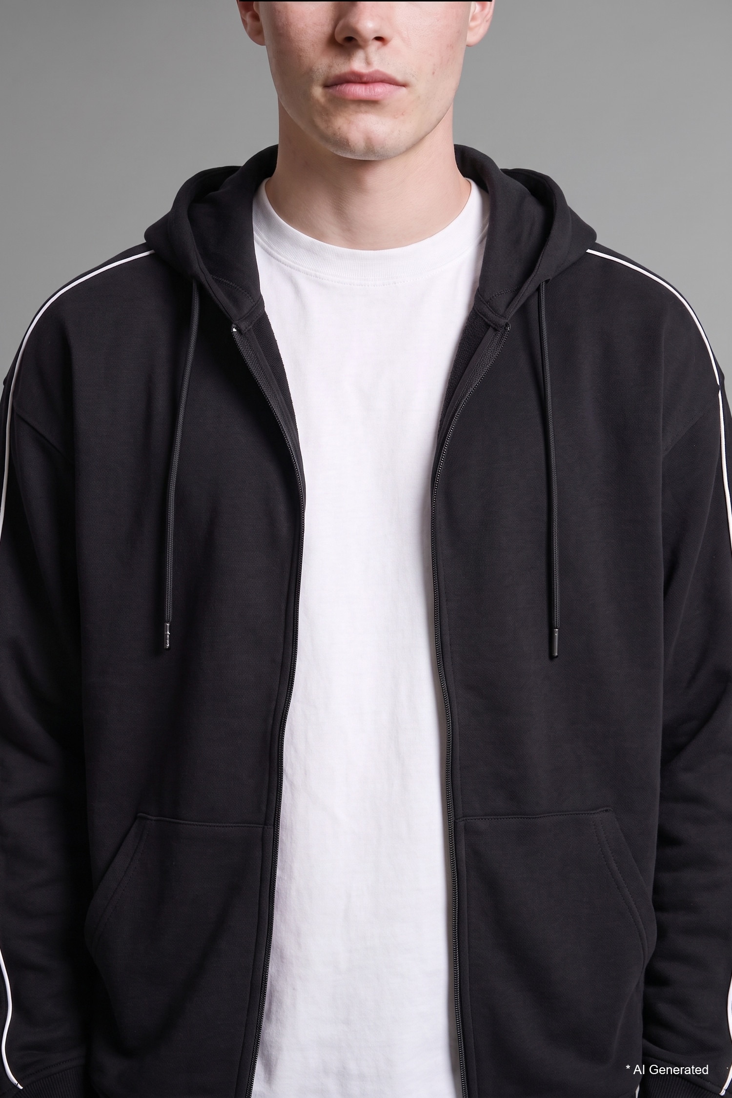 DeFacto Boxy Fit Şeritli Kapüşonlu Sweatshirt Hırka görsel 7