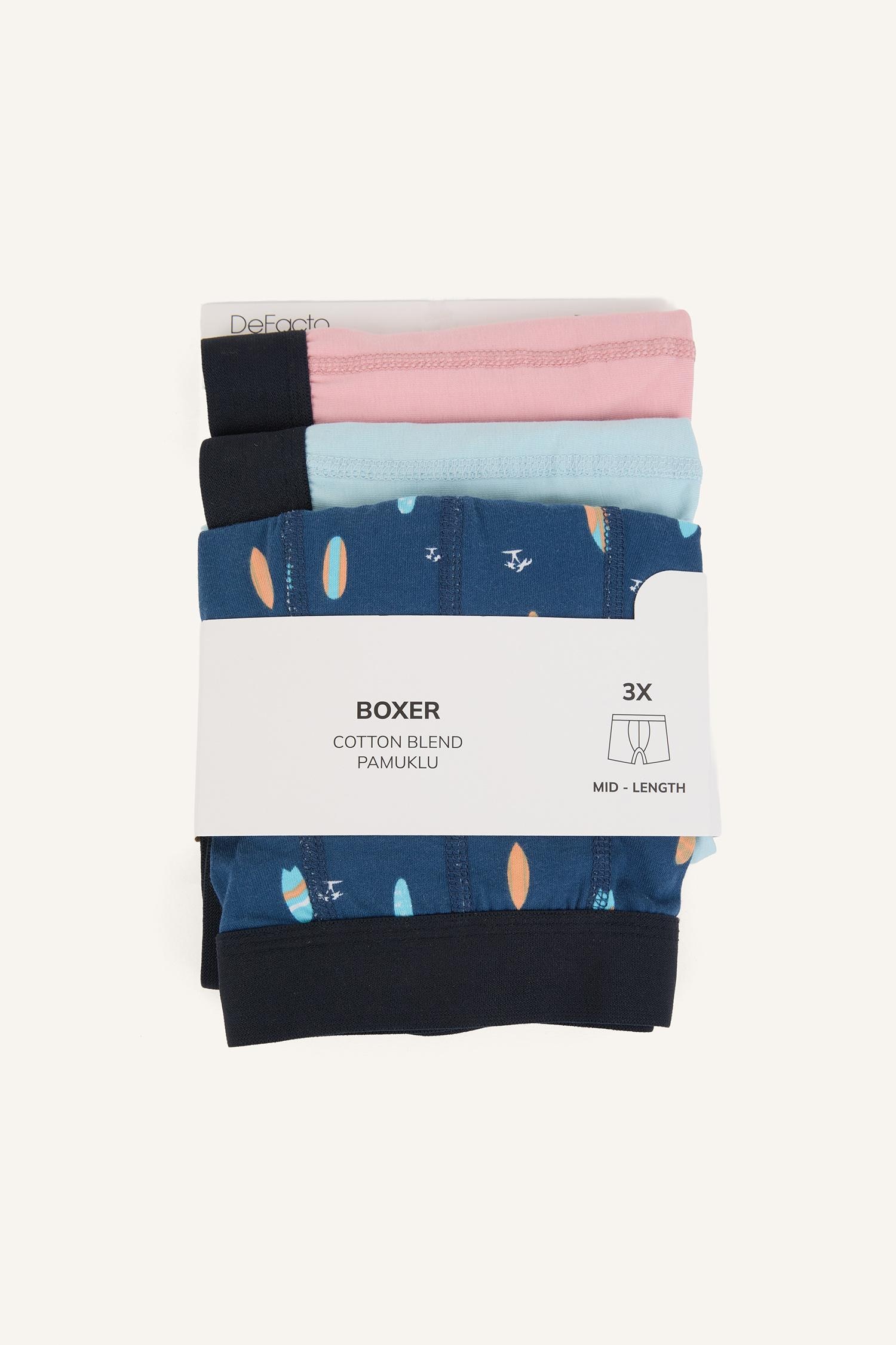 DeFacto Regular Fıt Desenli 3'lü Boxer görsel 7