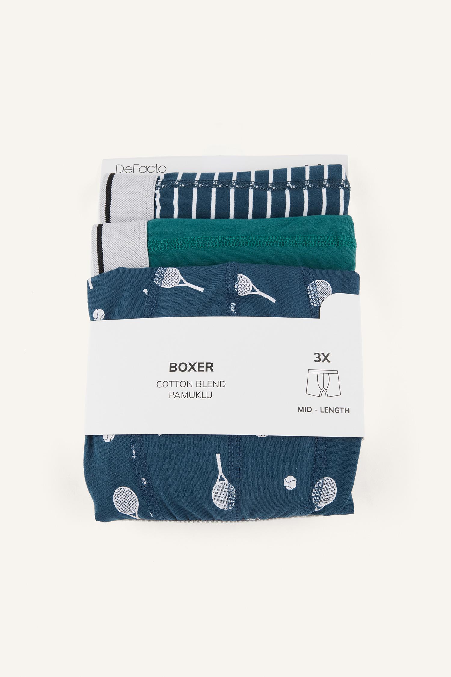 DeFacto Regular Fıt Desenli 3'lü Boxer Set görsel 7