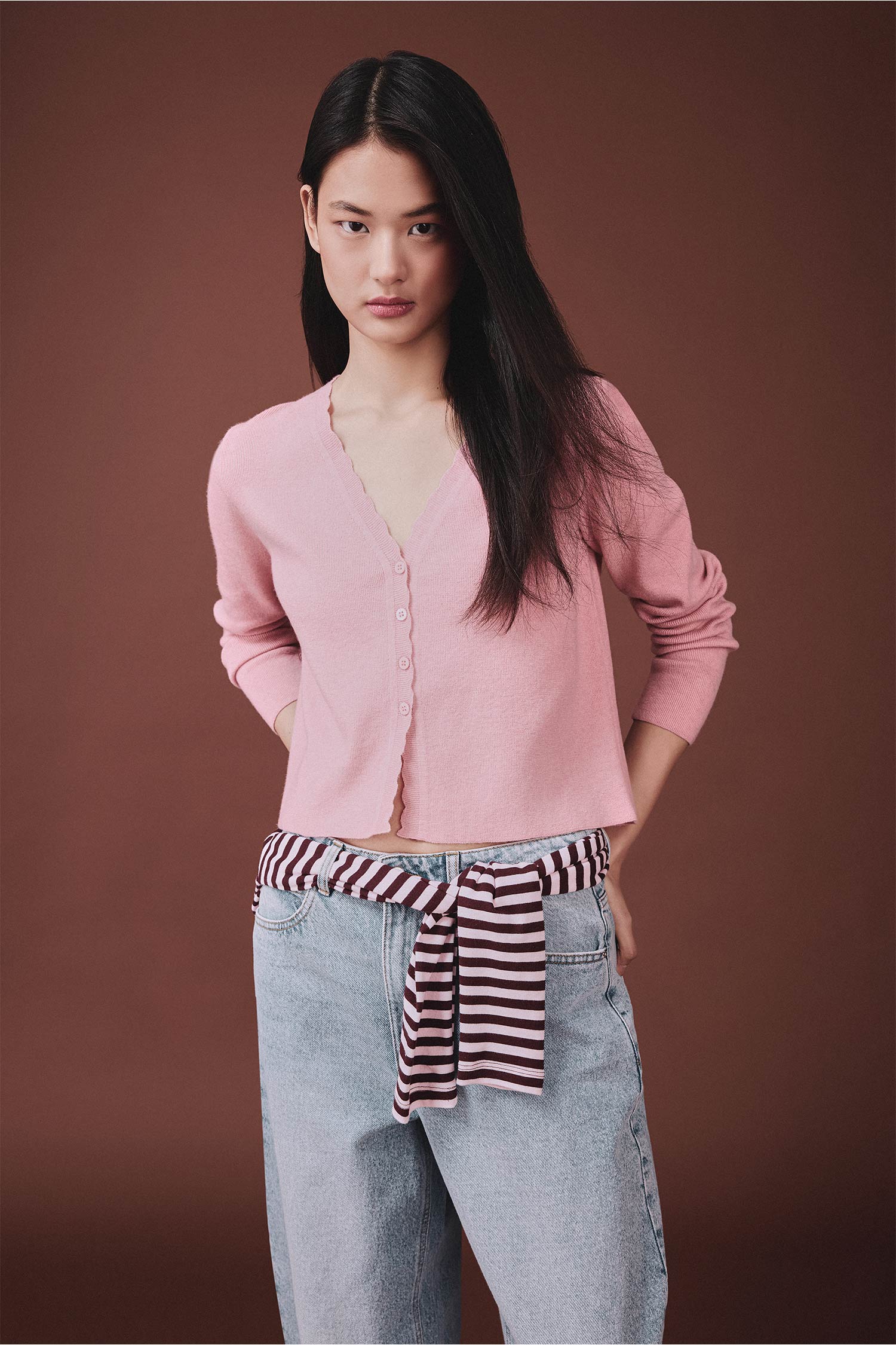 DeFacto Regular Fit V Yaka Triko Basic Hırka görsel 4