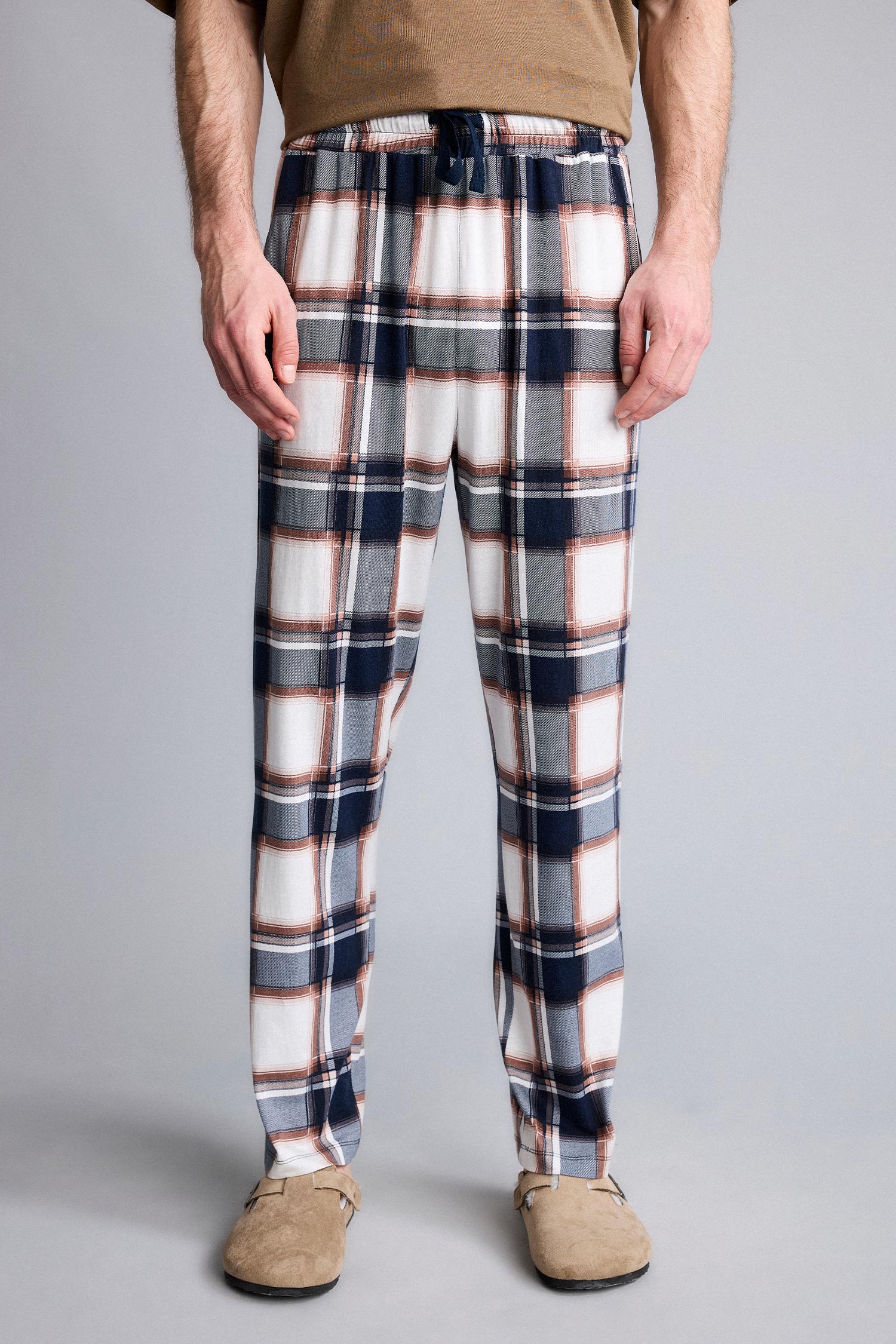 DeFacto Pijama Takımı Kısa Kollu Üst Kareli Alt görsel 5