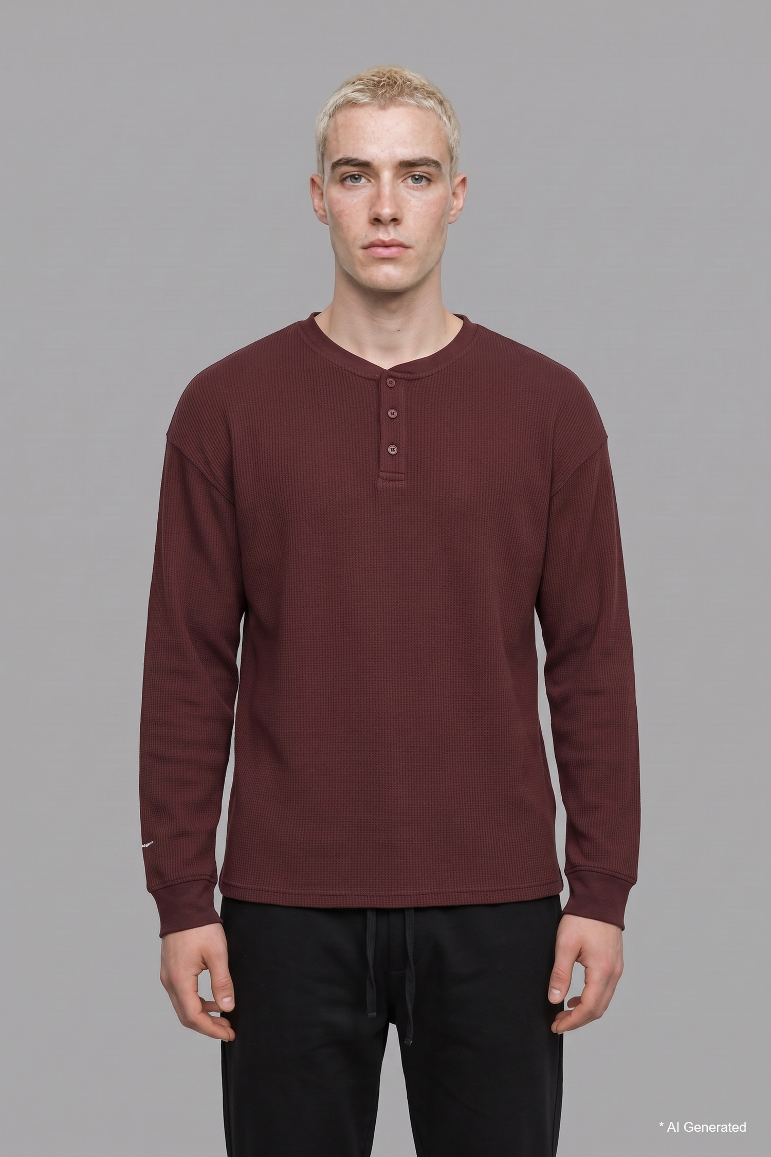 DeFacto Boxy Fit Düğmeli Waffle Sweatshirt görsel 4