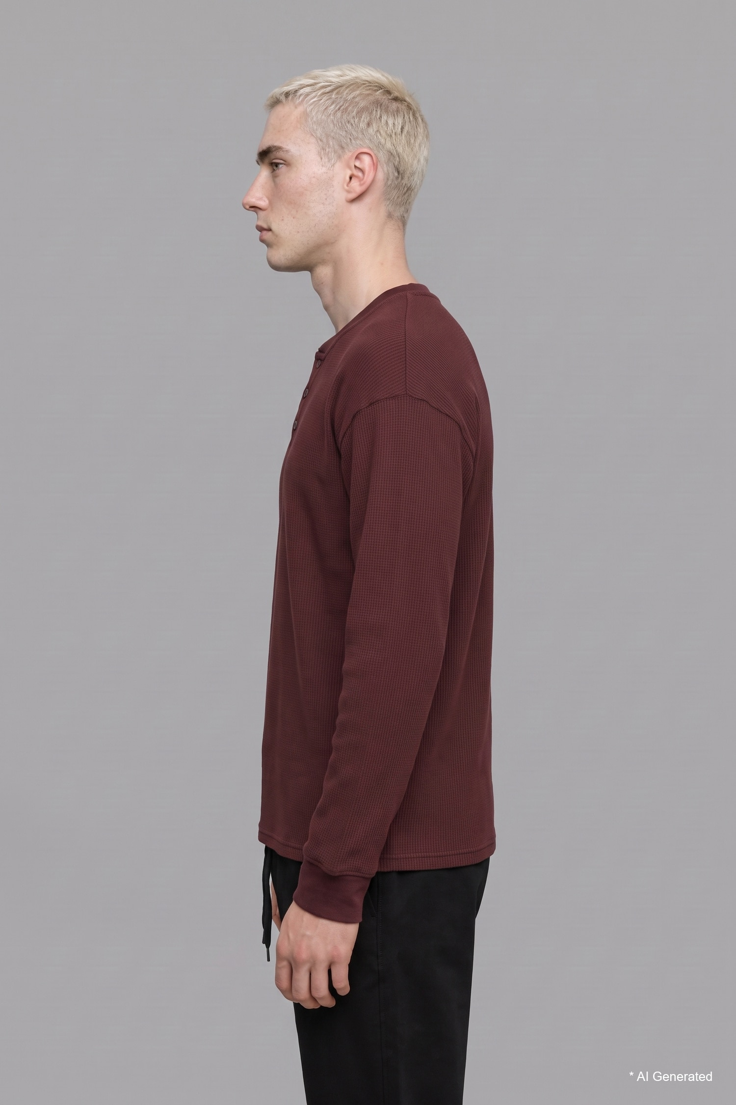DeFacto Boxy Fit Düğmeli Waffle Sweatshirt görsel 5