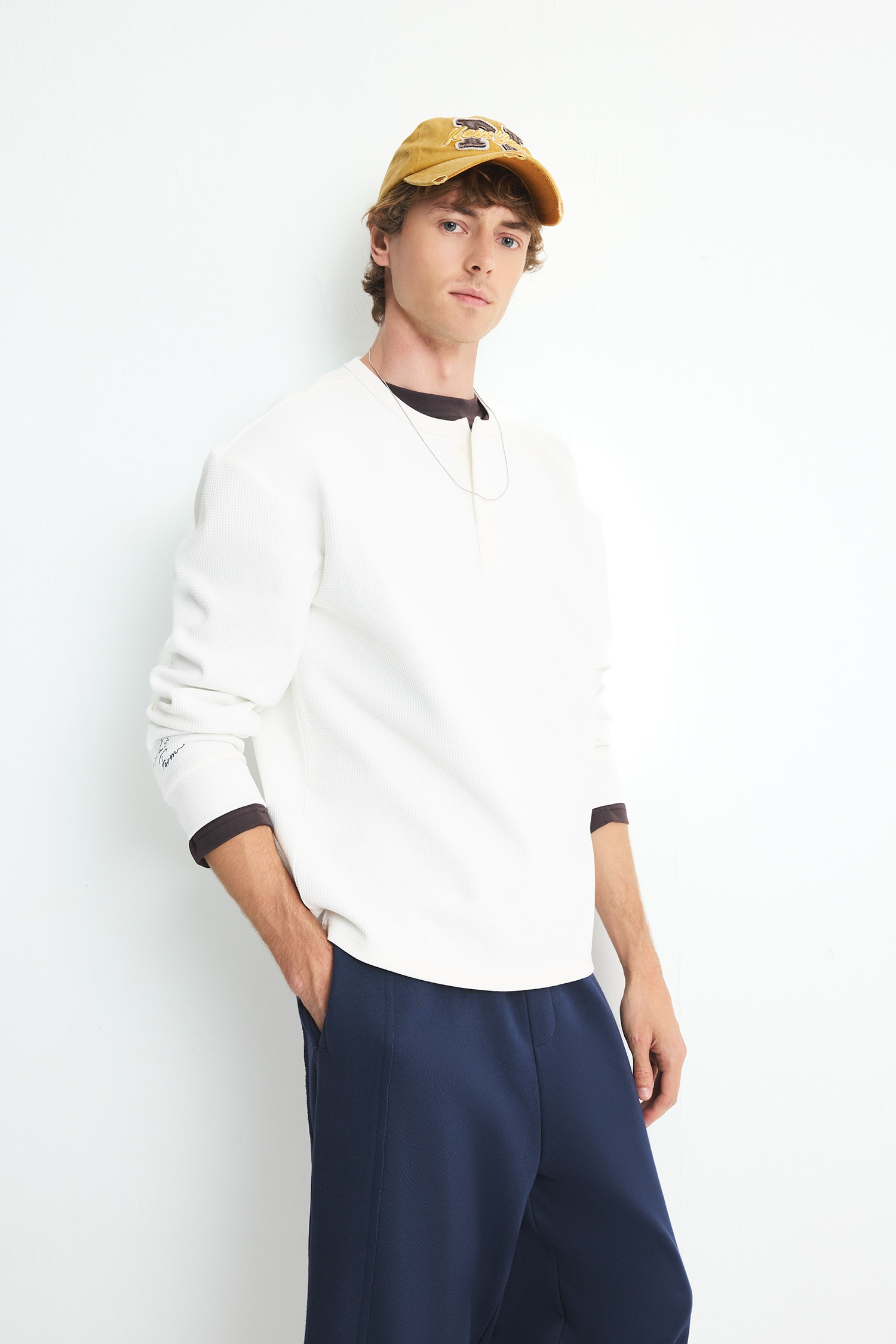 DeFacto Boxy Fit Düğmeli Waffle Sweatshirt