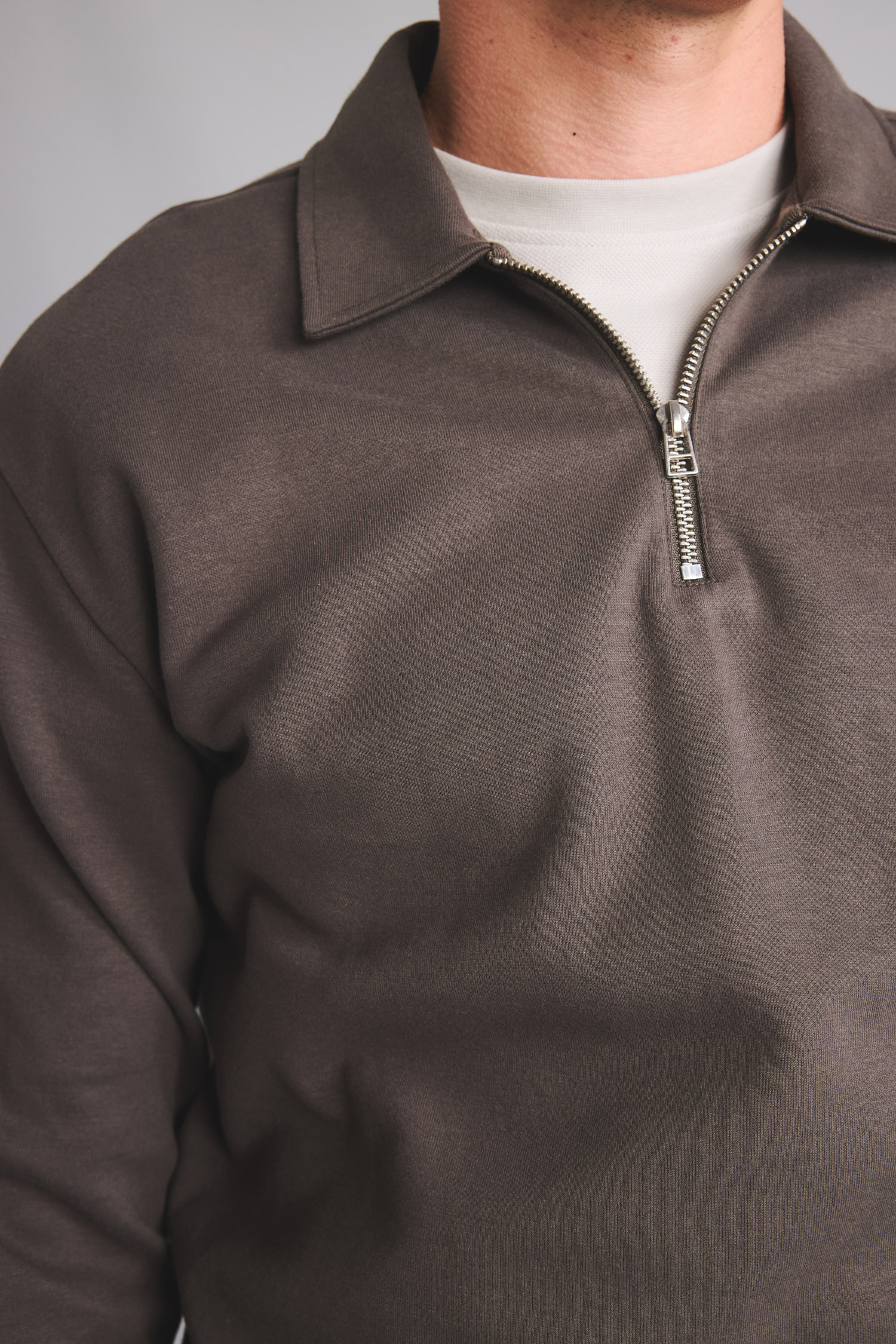 DeFacto Regular Fit Polo Yaka Basic Sweatshirt görsel 4