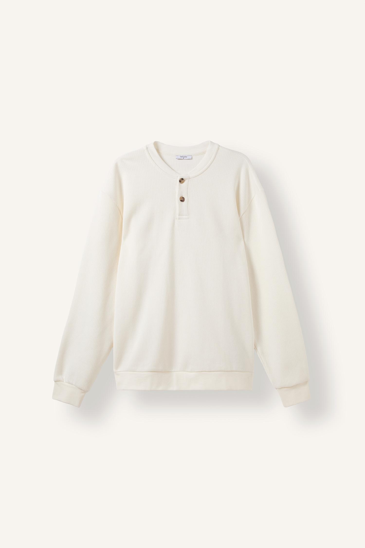 DeFacto %100 Pamuk Regular Fit Uzun Kollu Basic Sweatshirt görsel 6