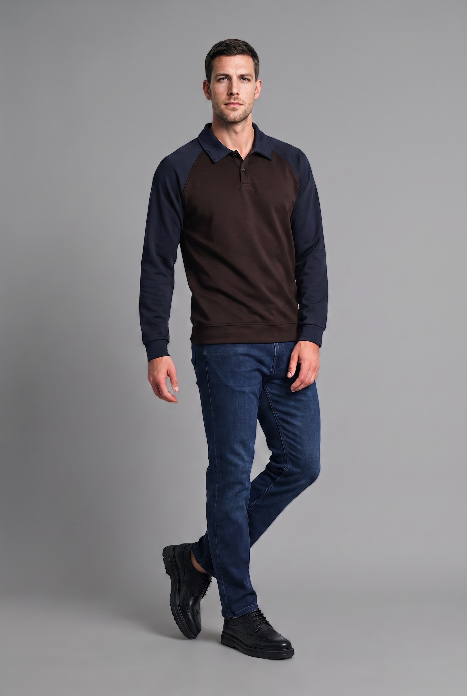 DeFacto Regular Fit Polo Yaka Basic Sweatshirt