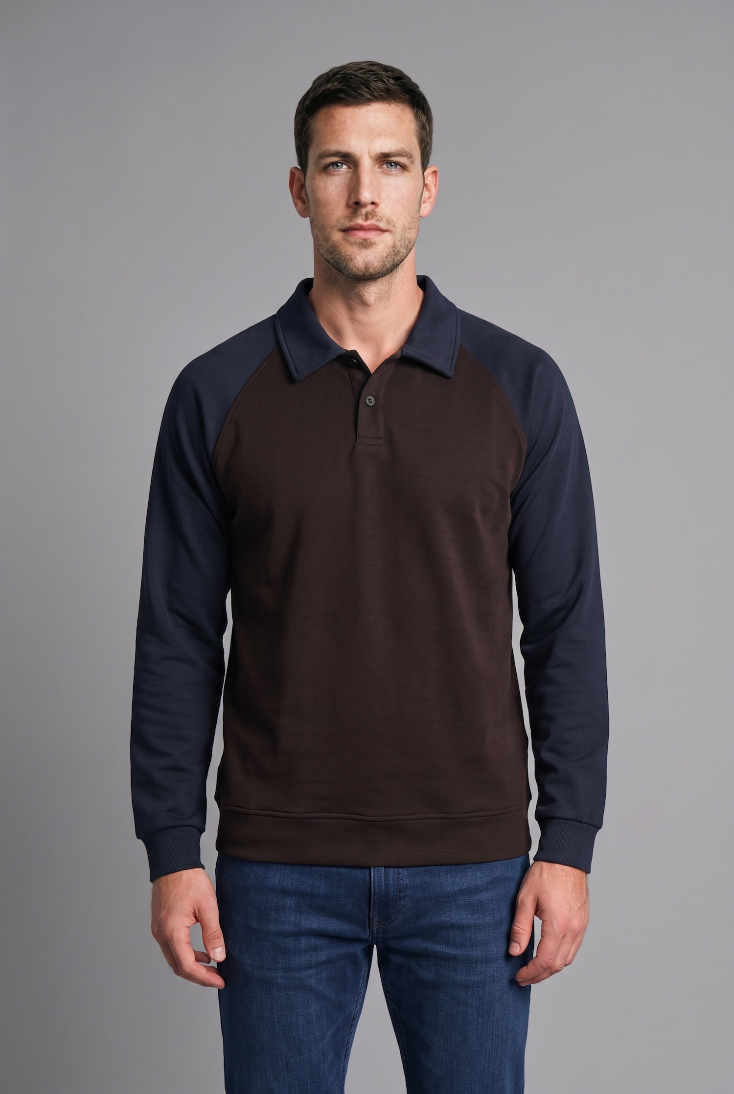 DeFacto Regular Fit Polo Yaka Basic Sweatshirt görsel 2