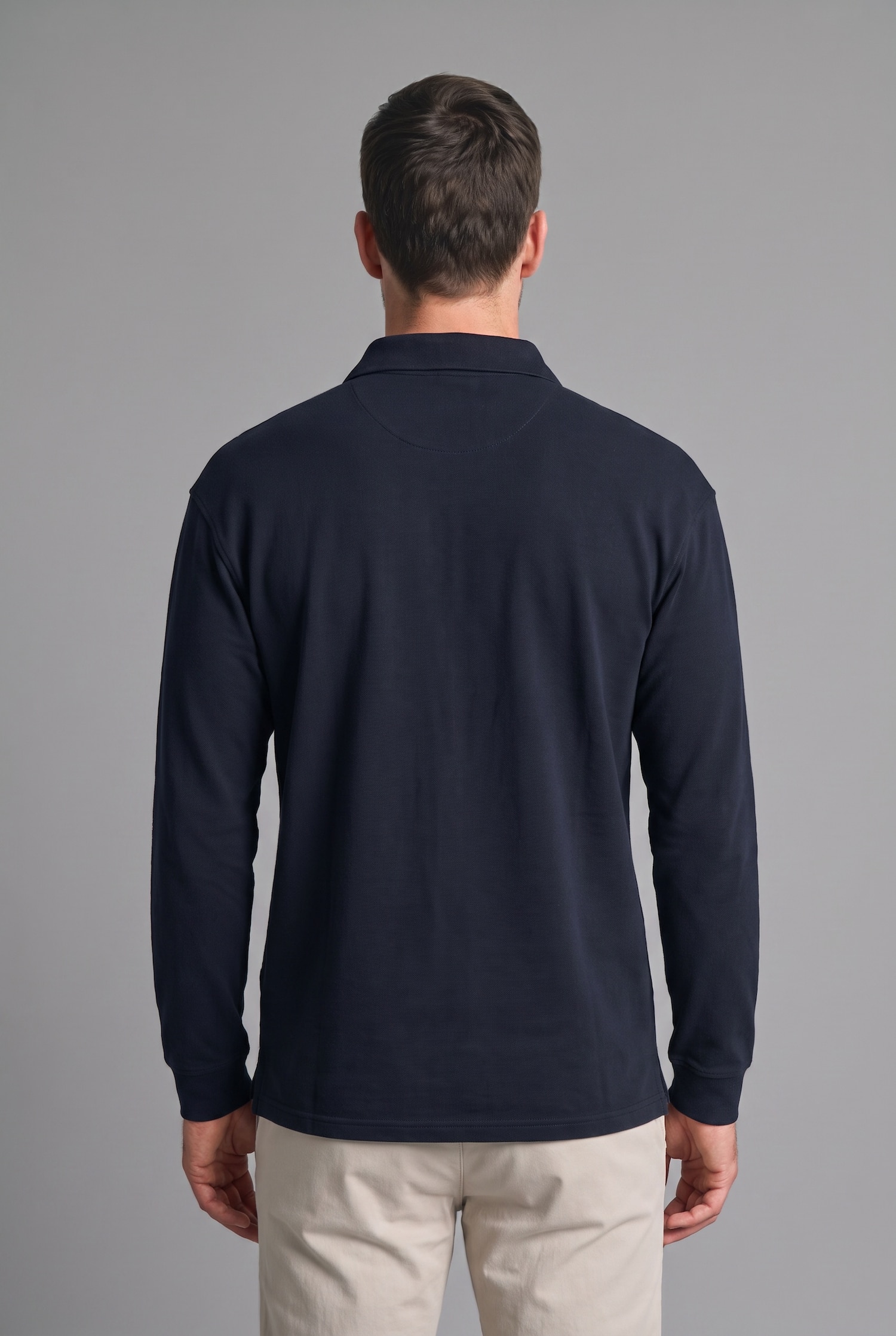 DeFacto Relax Fit Polo Yaka Basic Sweatshirt görsel 4