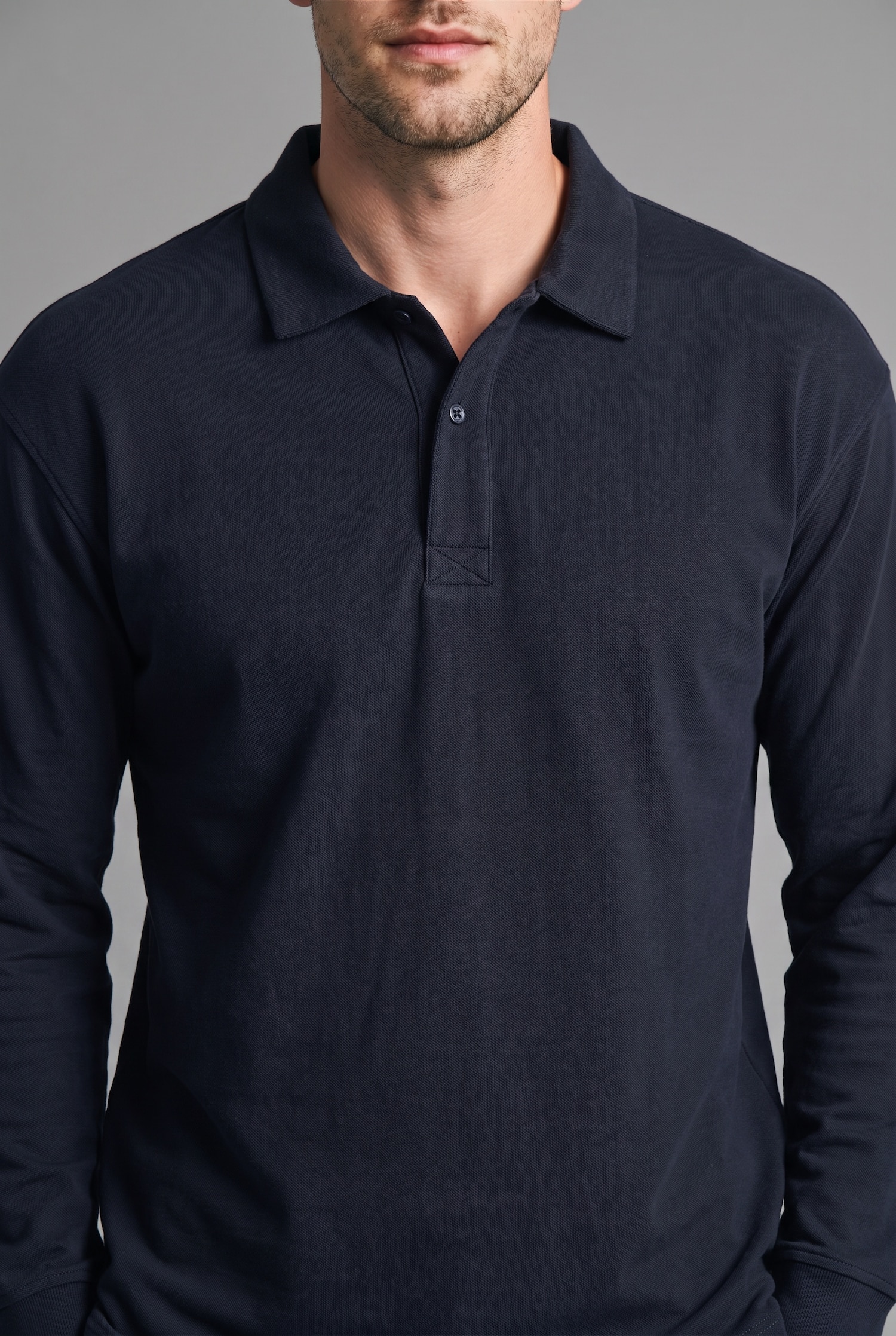 DeFacto Relax Fit Polo Yaka Basic Sweatshirt görsel 6