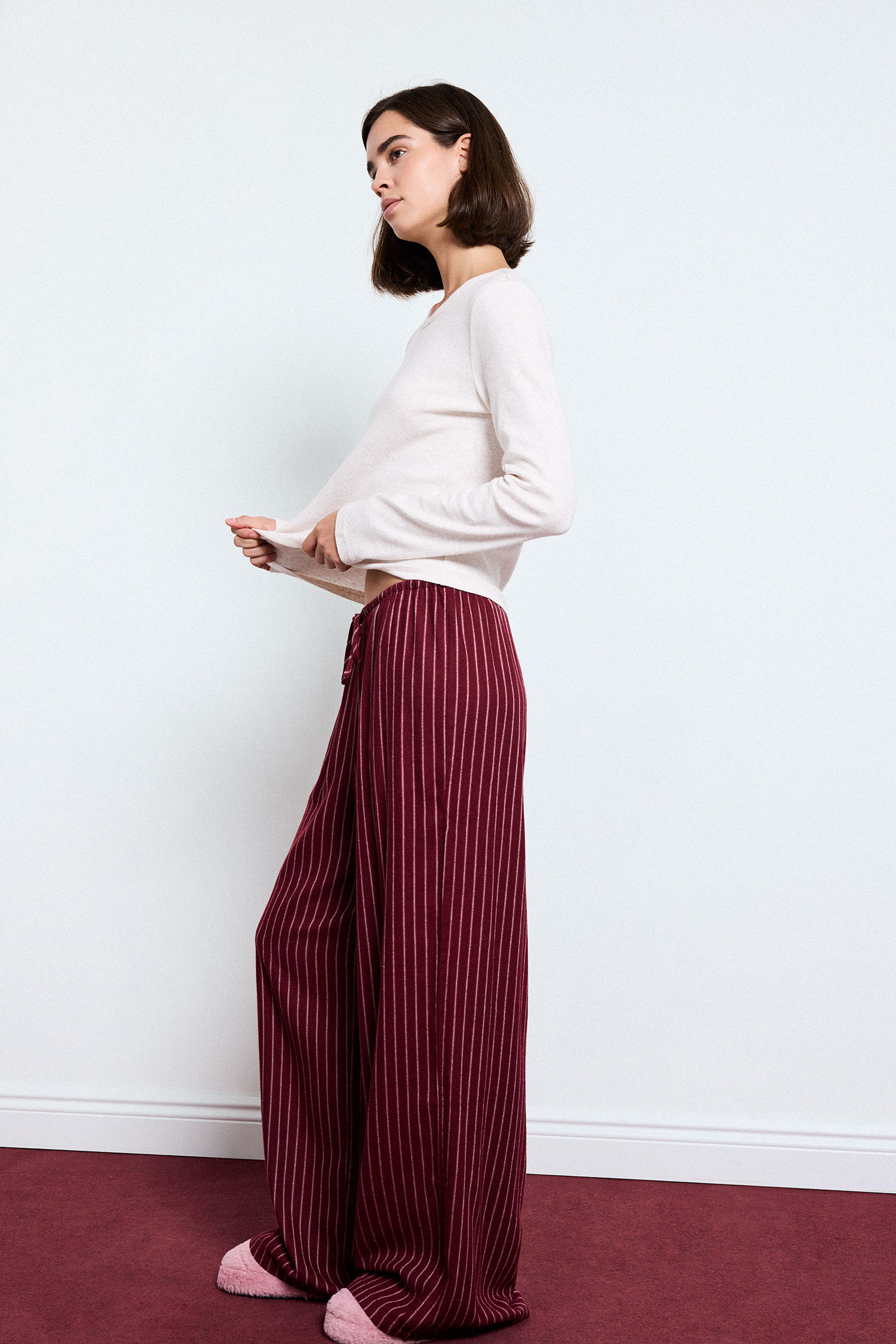 DeFacto Çizgili Regular Fit Flanel Pijama Altı görsel 2