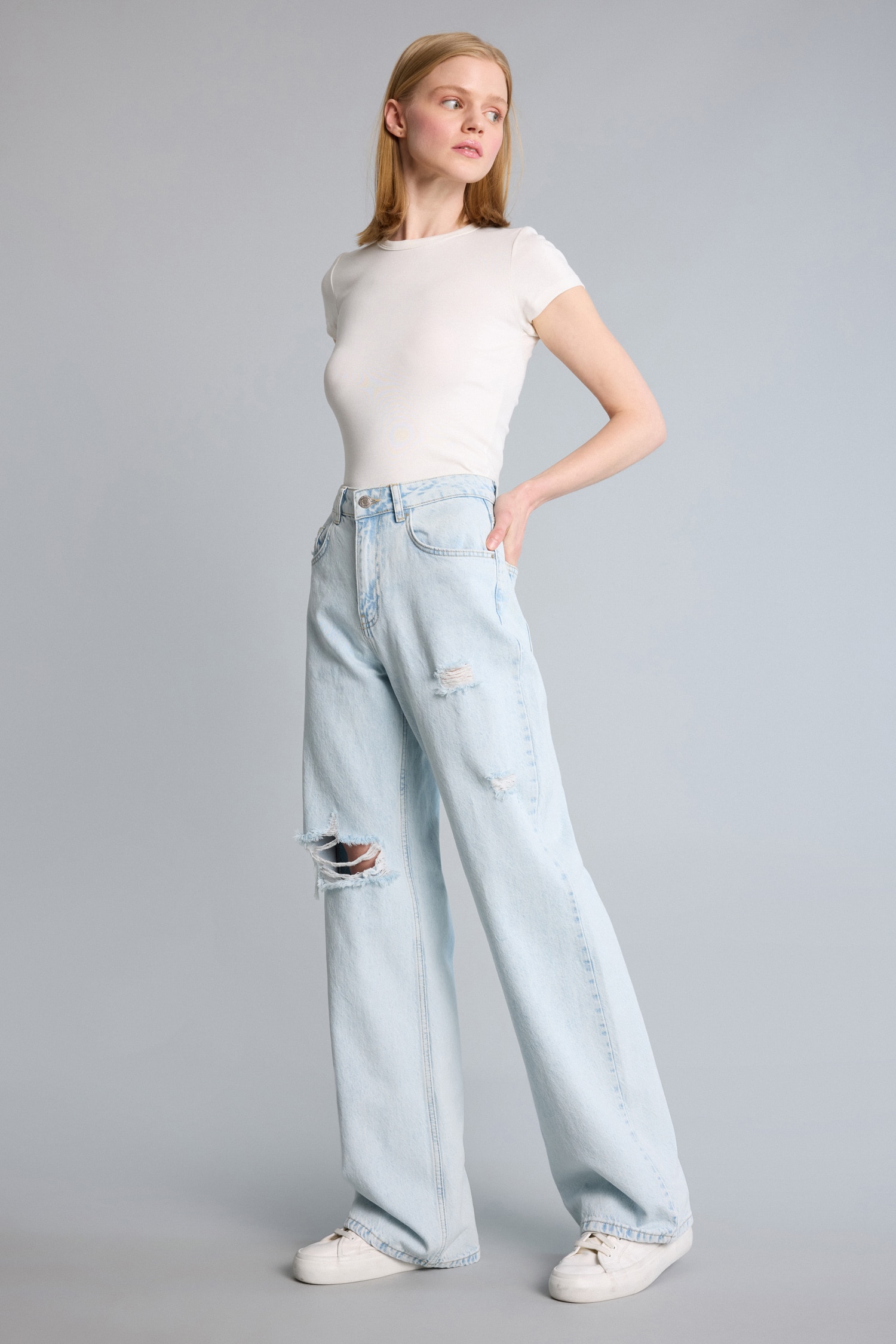 DeFacto %100 Pamuk Straight Fit Pantolon görsel 3