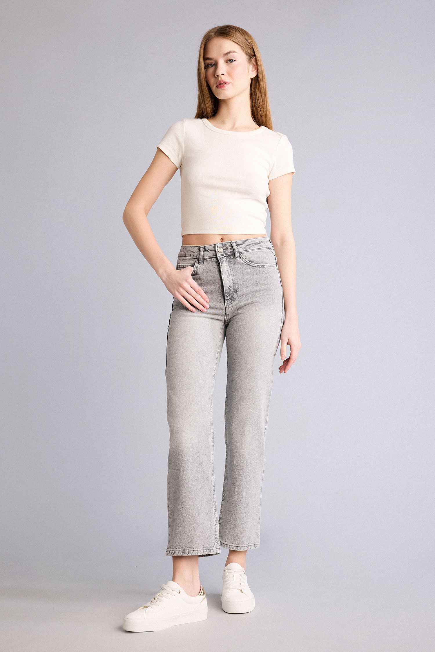 DeFacto Comfort Straıght Normal Bel Jean Yıkamalı Pantolon görsel 2