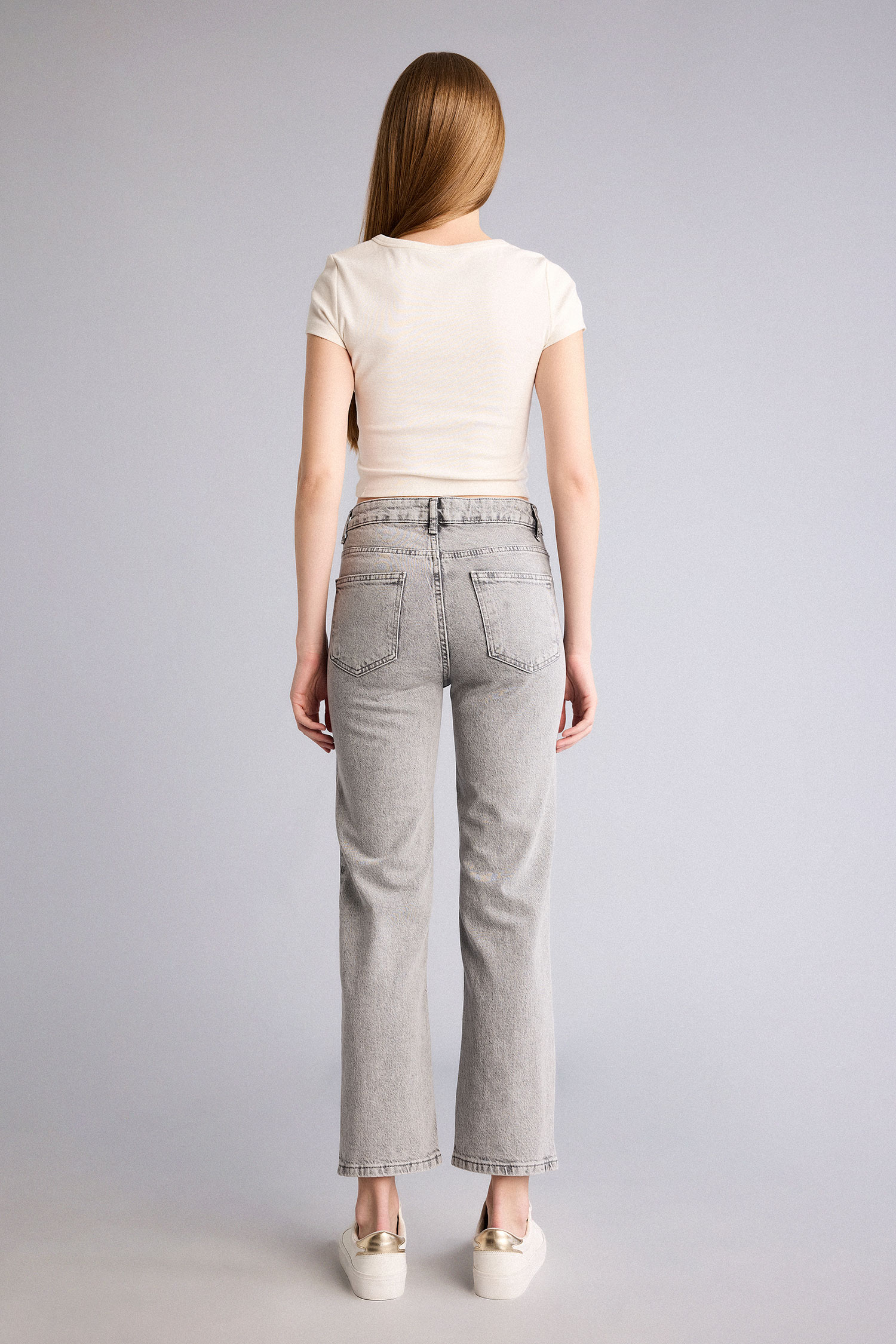 DeFacto Comfort Straıght Normal Bel Jean Yıkamalı Pantolon görsel 5