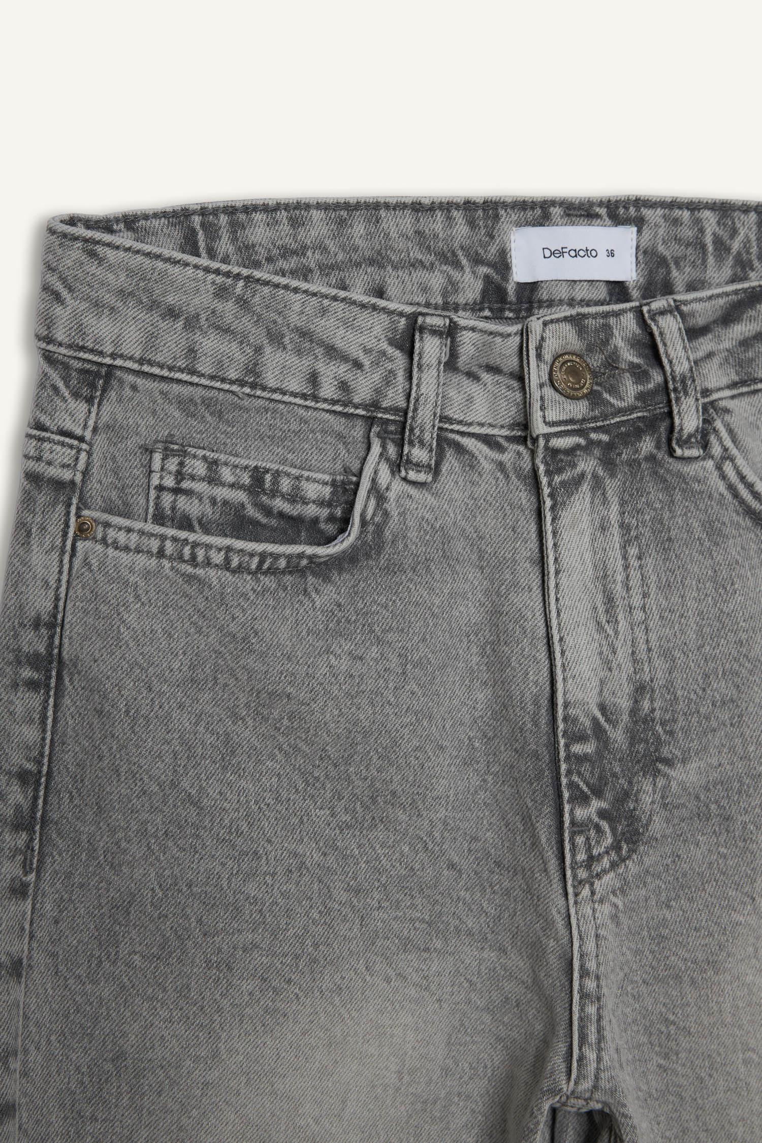DeFacto Comfort Straıght Normal Bel Jean Yıkamalı Pantolon görsel 7