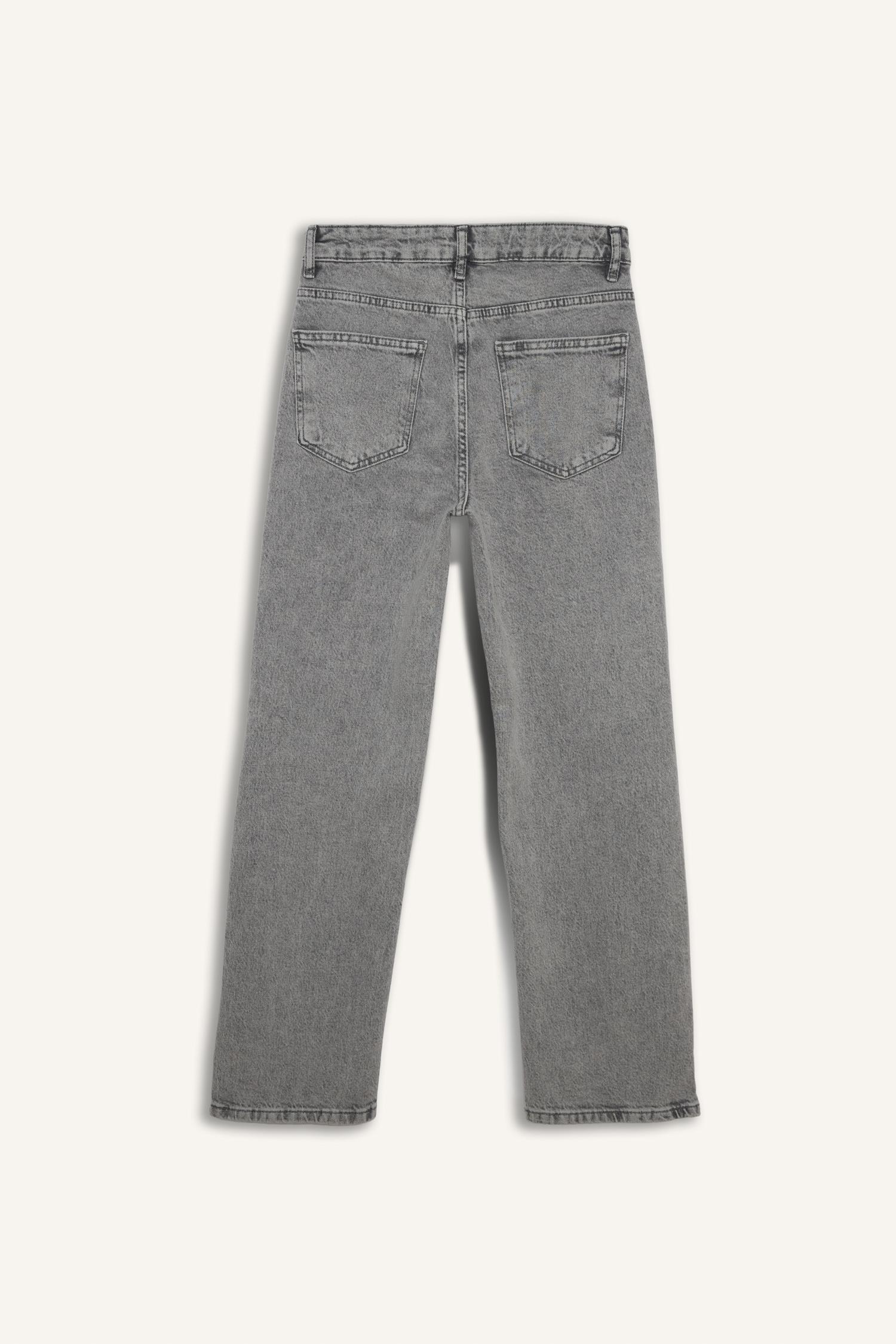 DeFacto Comfort Straıght Normal Bel Jean Yıkamalı Pantolon görsel 8