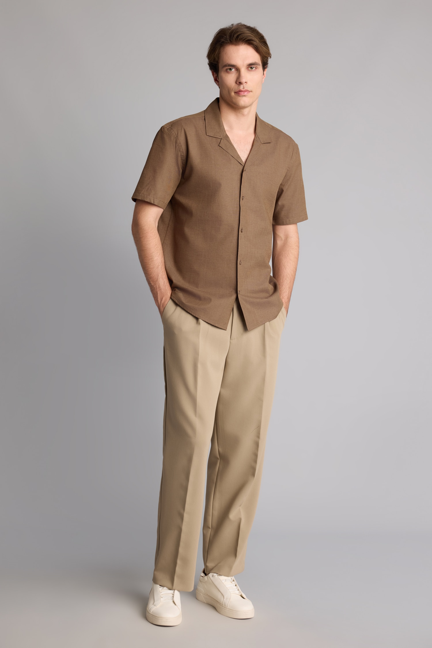 DeFacto Regular Fit Keten Karışımlı Gömlek görsel 2