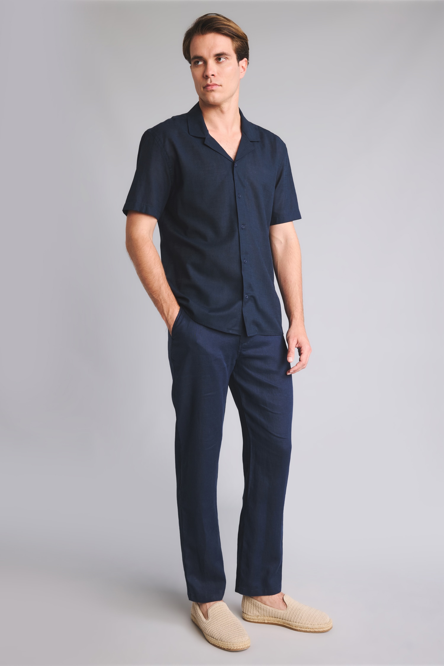 DeFacto Regular Fit Keten Karışımlı Gömlek görsel 2