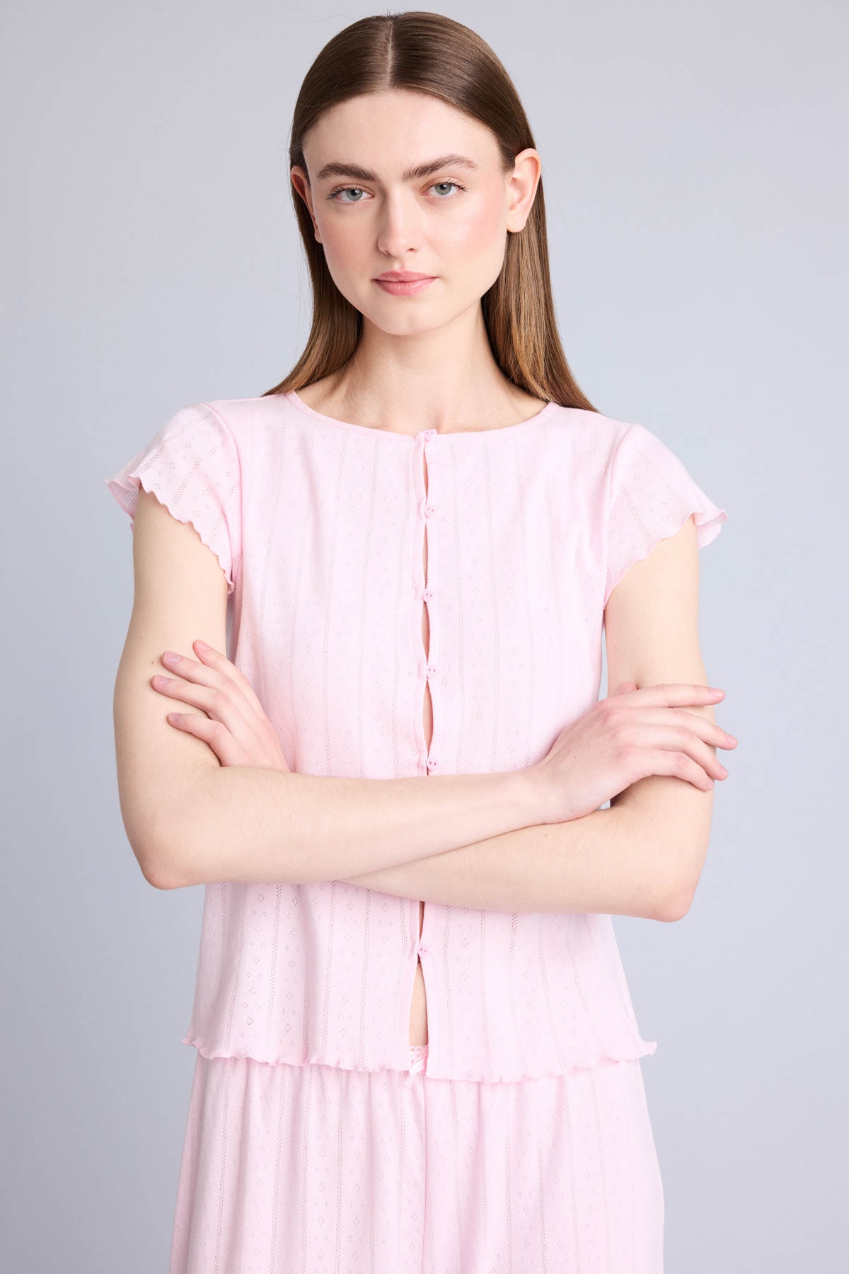DeFacto %100 Pamuk Regular Fıt Kısa Kollu Pijama Takımı görsel 3