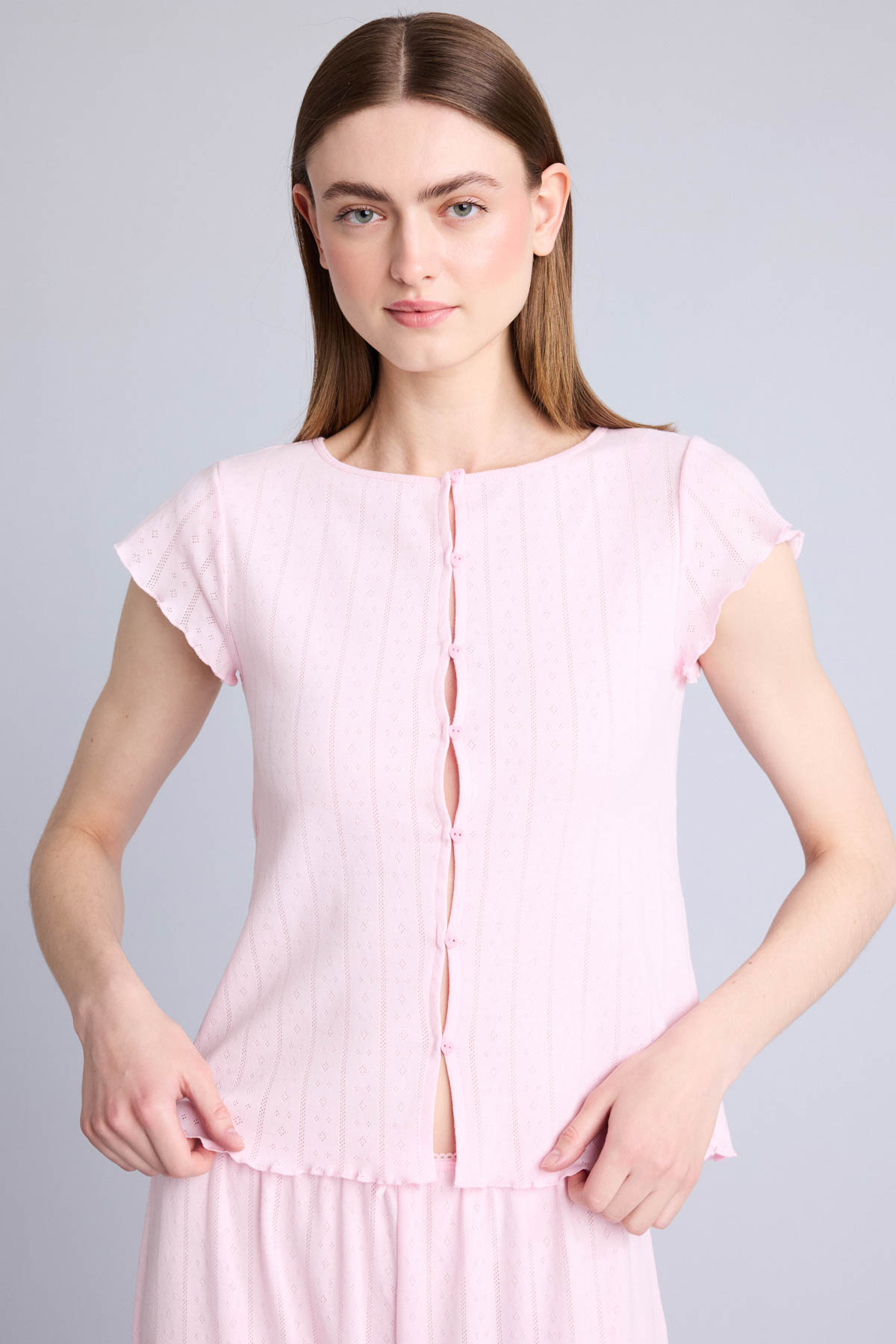 DeFacto %100 Pamuk Regular Fıt Kısa Kollu Pijama Takımı görsel 4