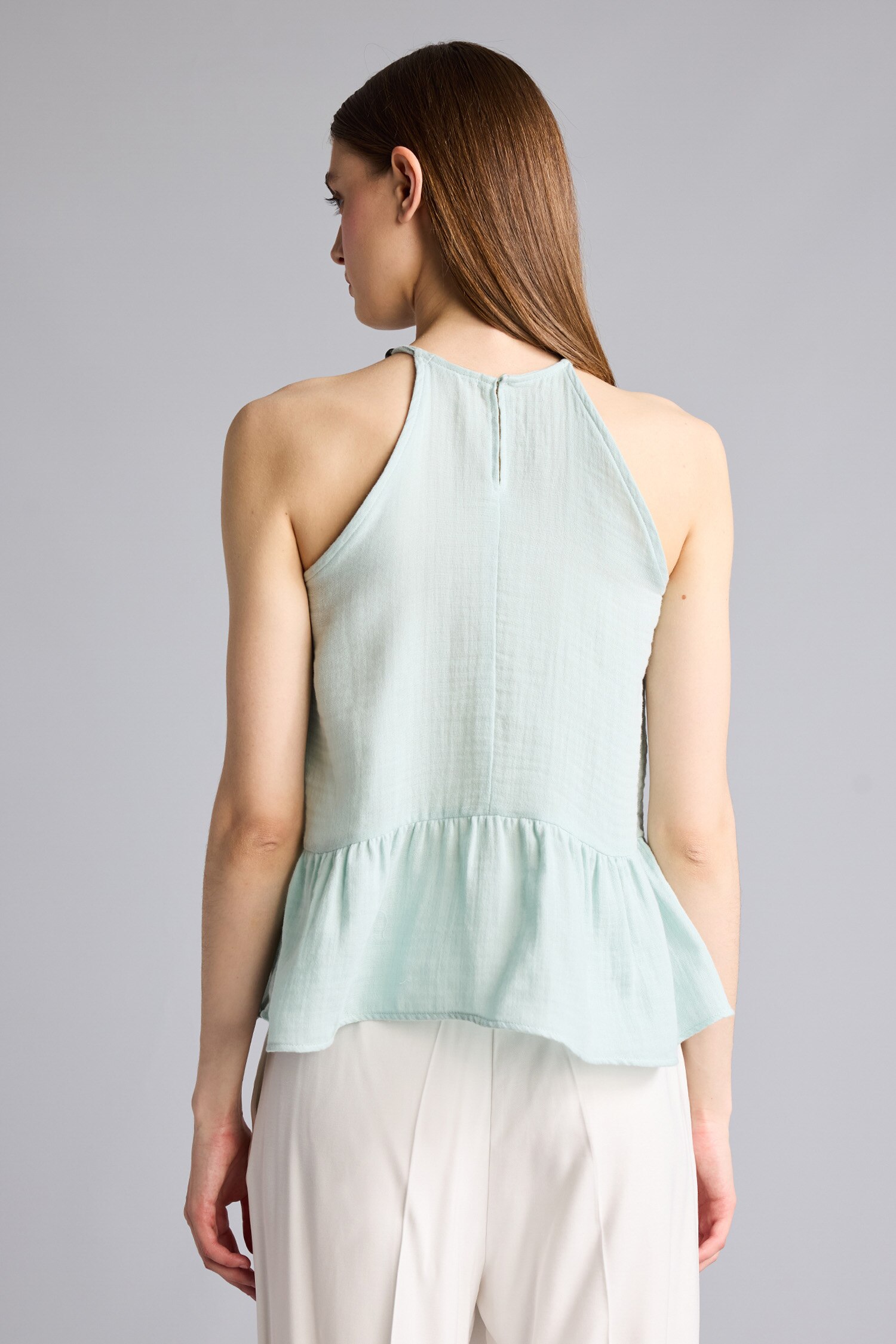 DeFacto %100 Pamuk Regular Fit Halter Yaka Müslin Bluz görsel 7