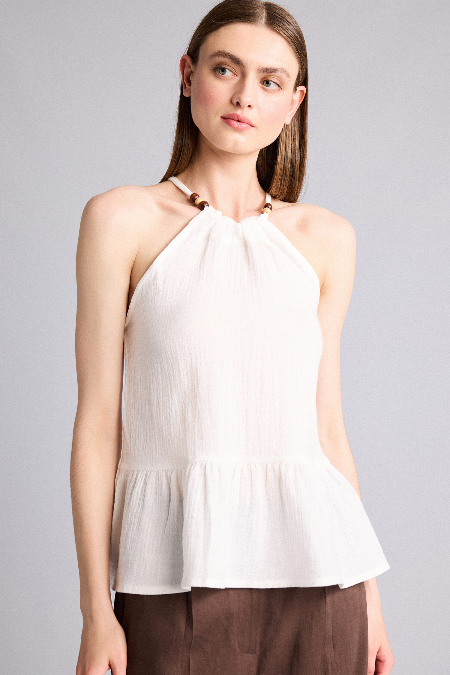 DeFacto Regular Fıt Halter Yaka Müslin Bluz