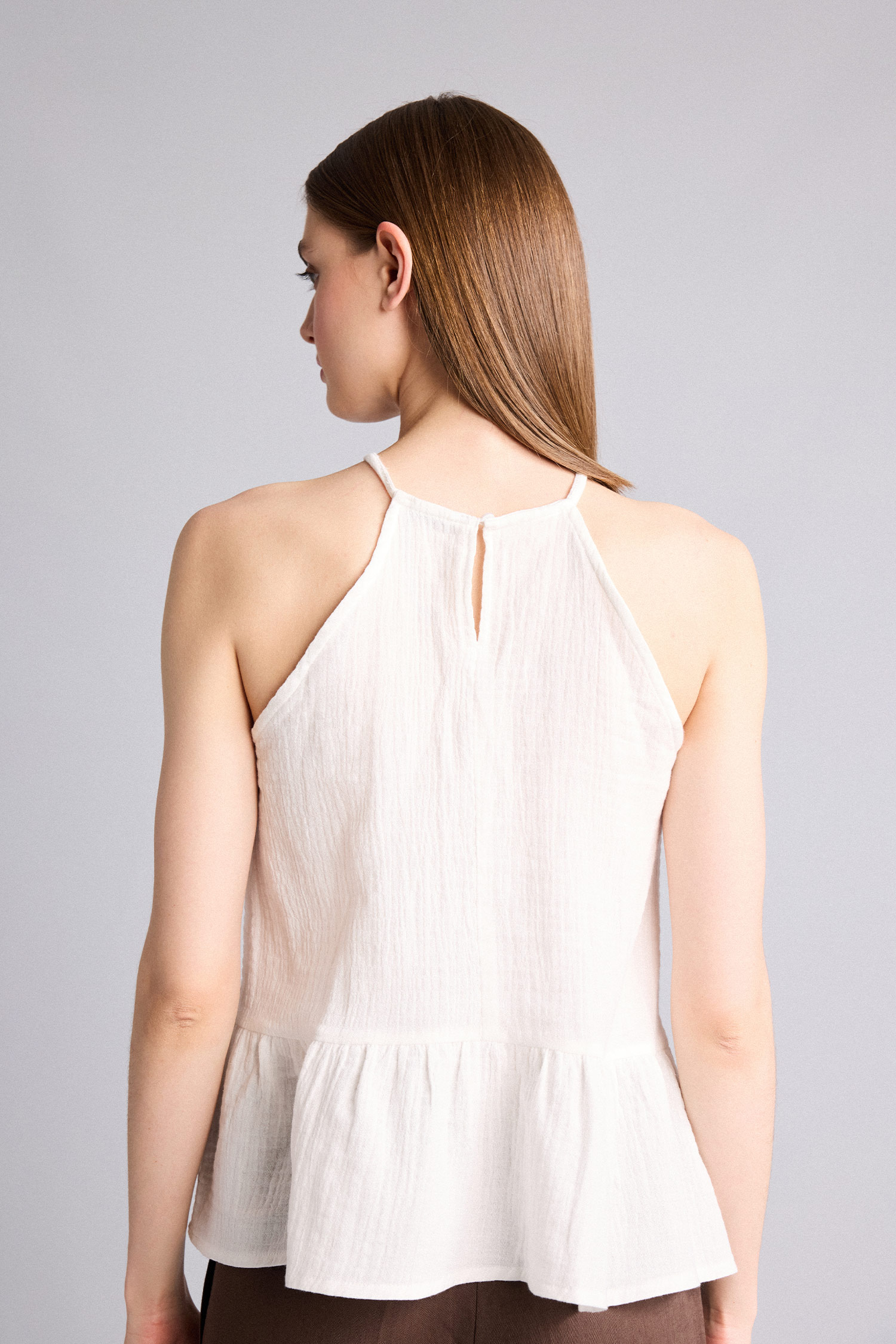 DeFacto Regular Fıt Halter Yaka Müslin Bluz görsel 5
