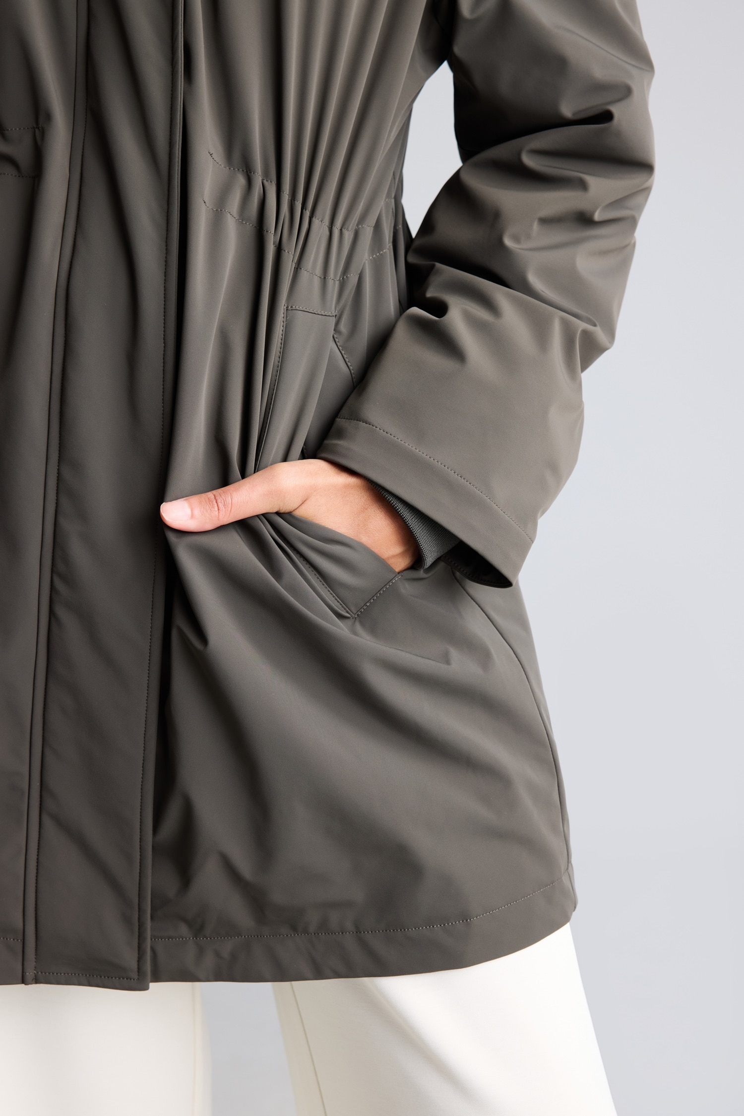 DeFacto Beli Büzgülü Regular Fit Parka görsel 5