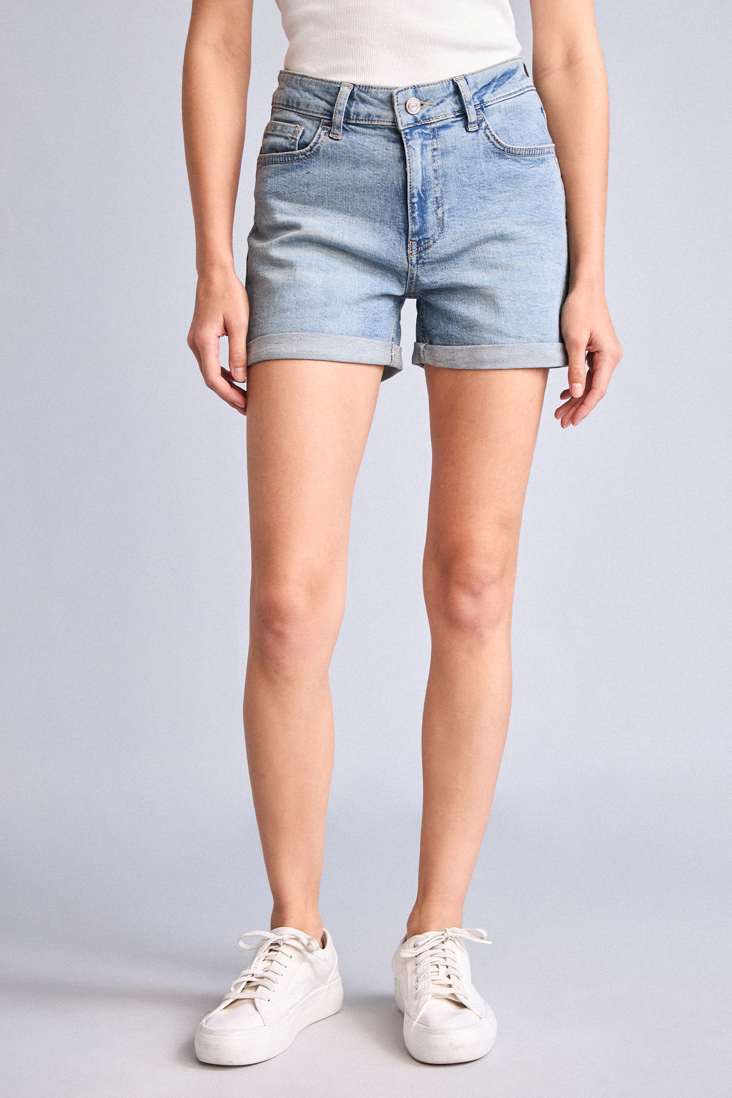 DeFacto Regular Fit Katlama Paçalı Jean Şort görsel 3