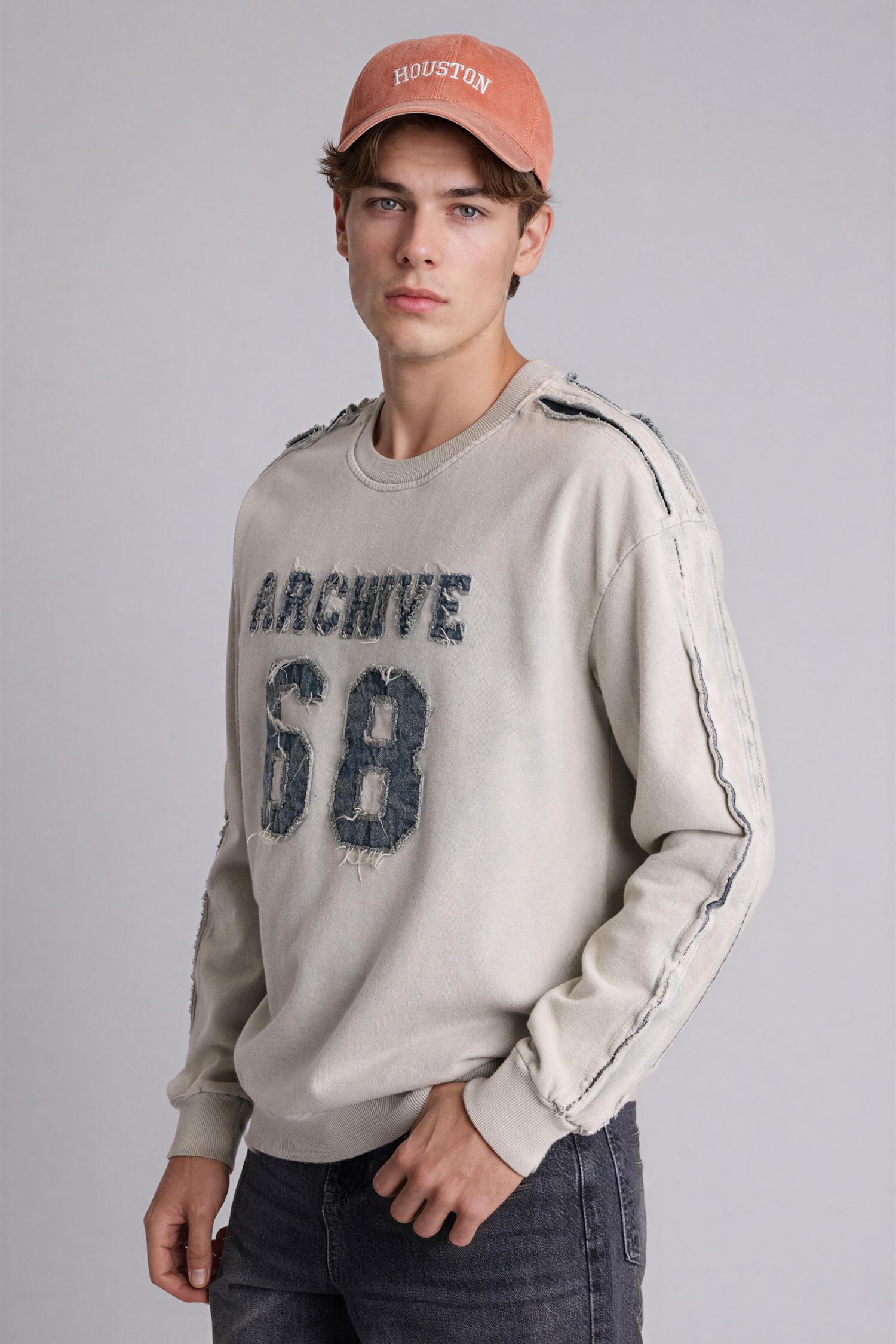 DeFacto %100 Pamuk Boxy Fıt Bisiklet Yaka Sweatshirt görsel 3