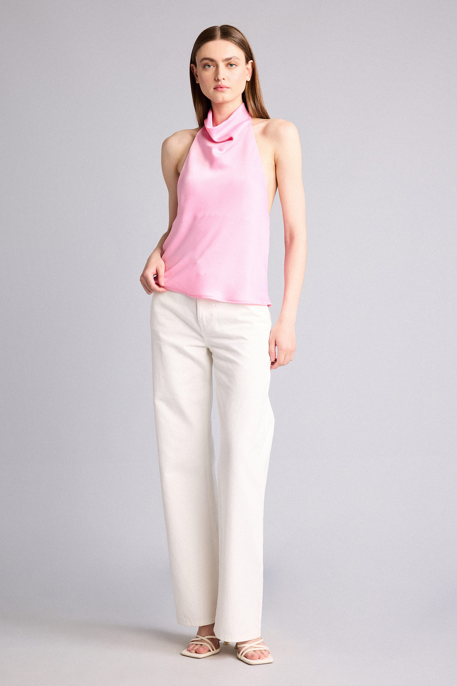 DeFacto Regular Fit Degaje Yaka Saten Bluz görsel 2