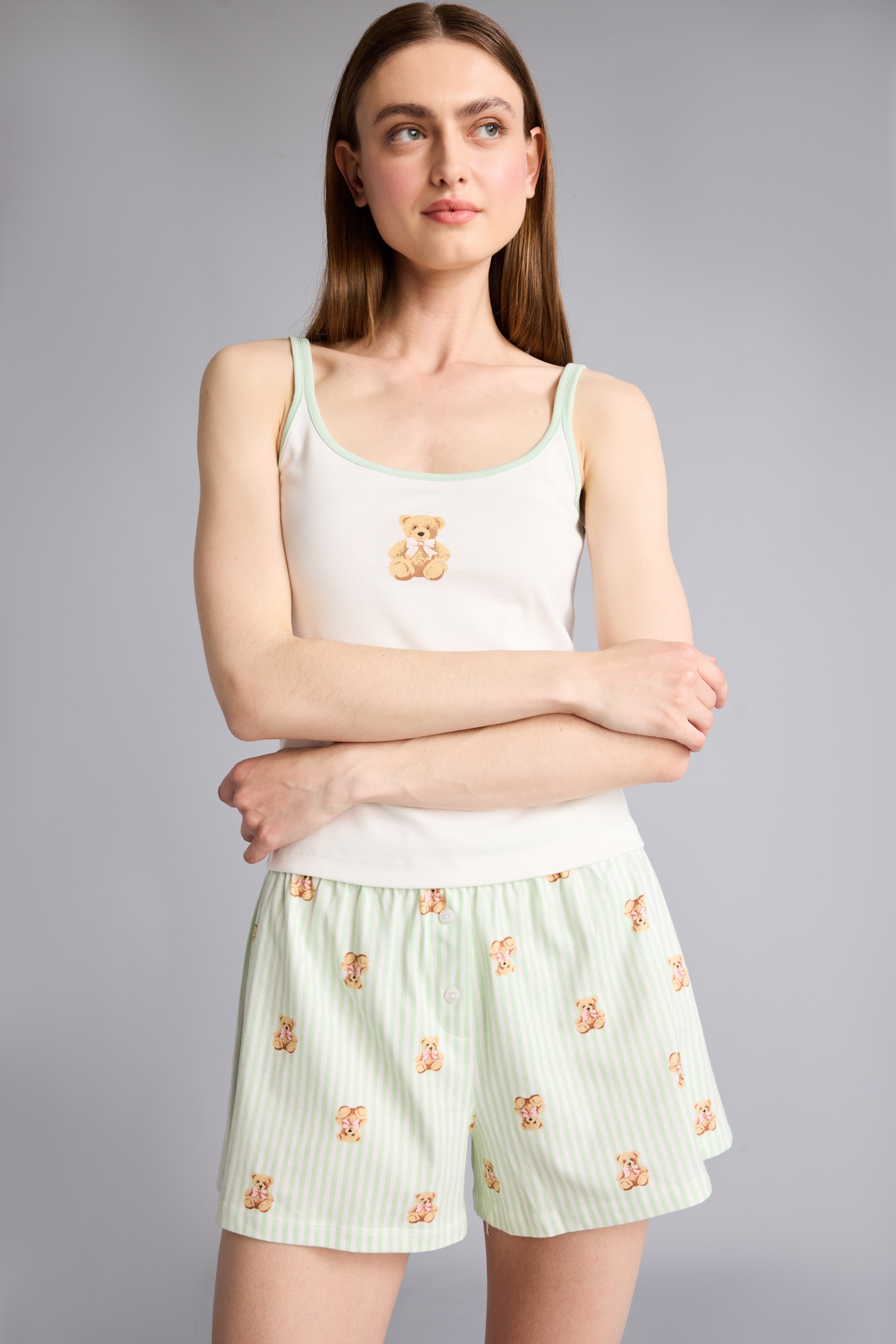 DeFacto Regular Fit Askılı Pijama Takımı görsel 3