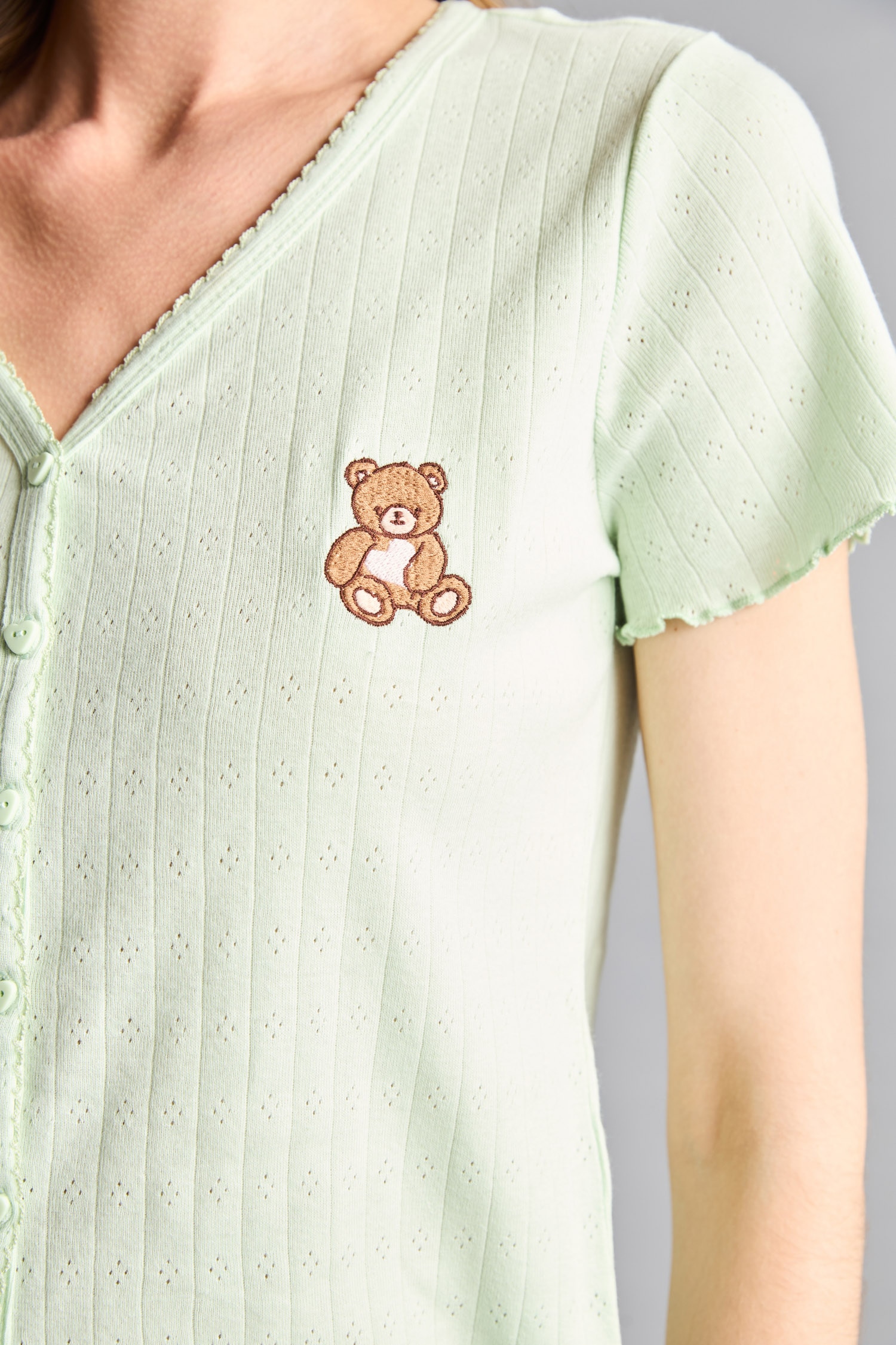 DeFacto Regular Fit Kısa Kollu Pijama Takımı görsel 4