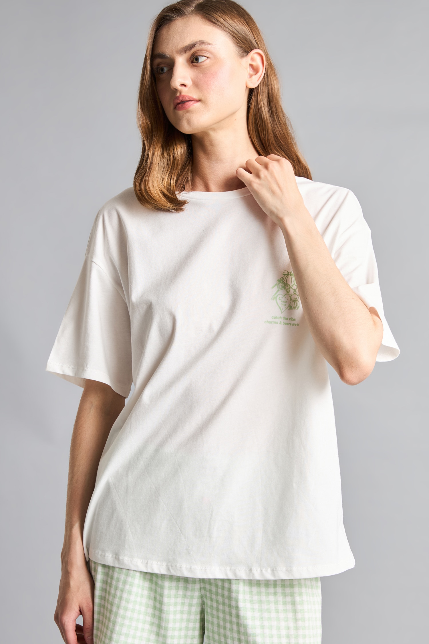DeFacto %100 Pamuk Desenli Pijama Takımı