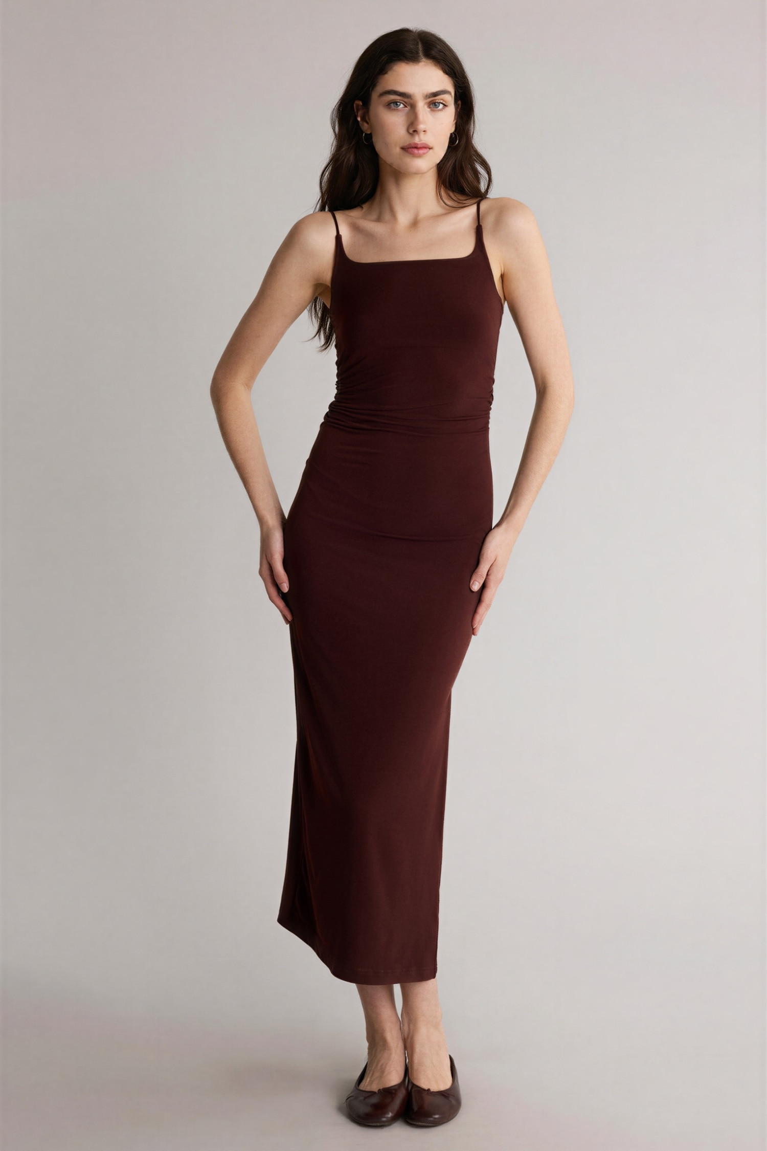 DeFacto Bodycon Vücudu Saran Askılı Maxi Elbise görsel 2