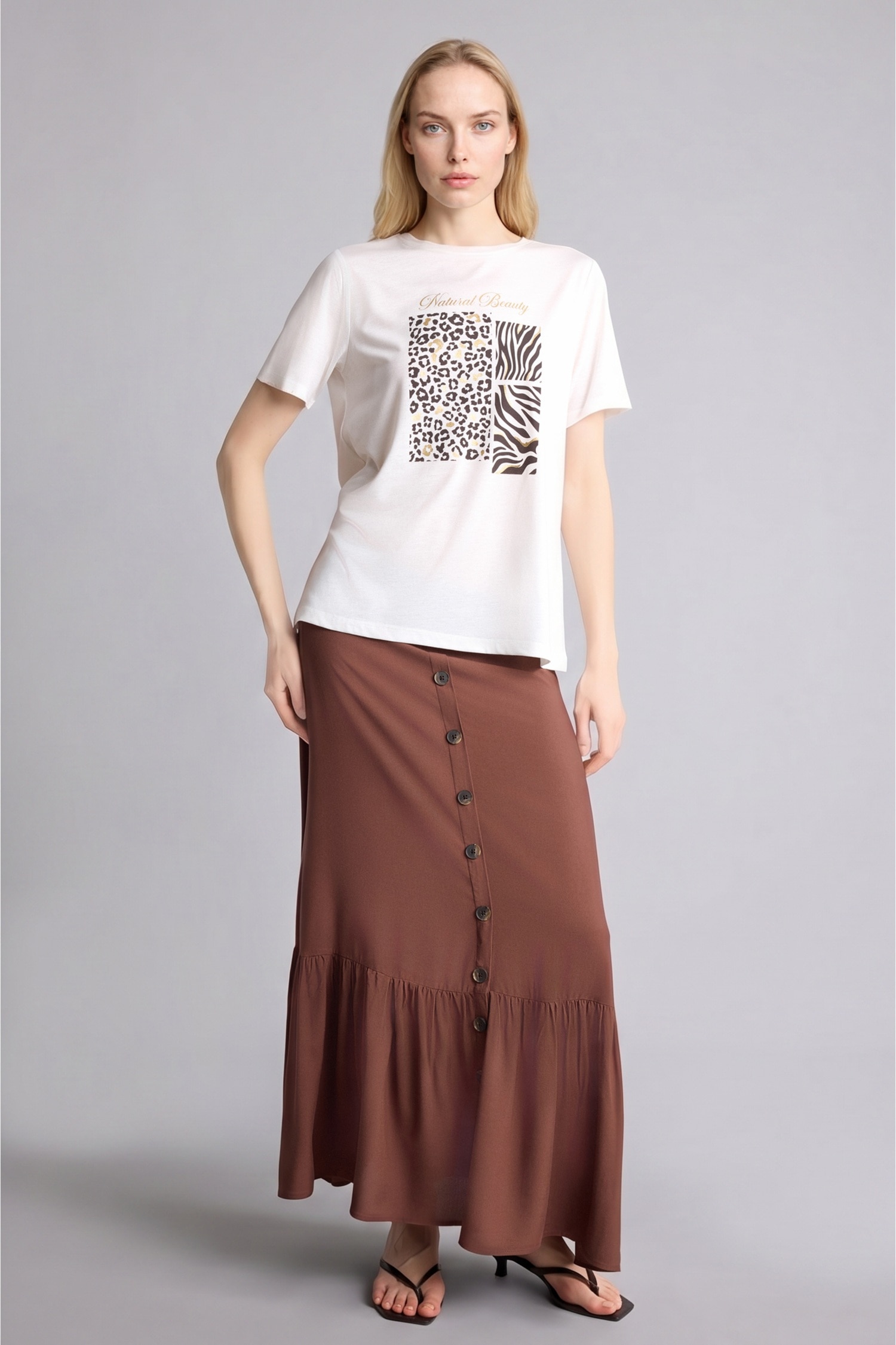 DeFacto Regular Fit Leopar Baskılı Tişört görsel 2