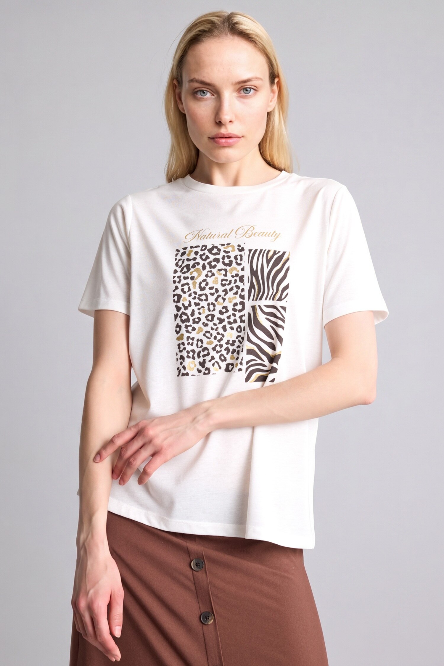 DeFacto Regular Fit Leopar Baskılı Tişört görsel 3