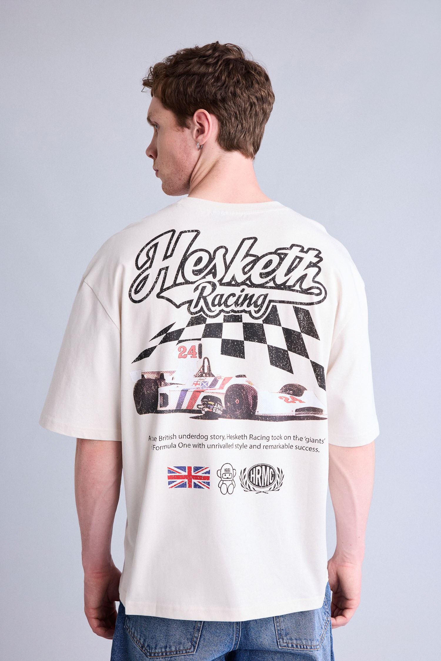 DeFacto %100 Pamuk Hesketh Racing Boxy Fit Sırt Baskılı Tişört görsel 7