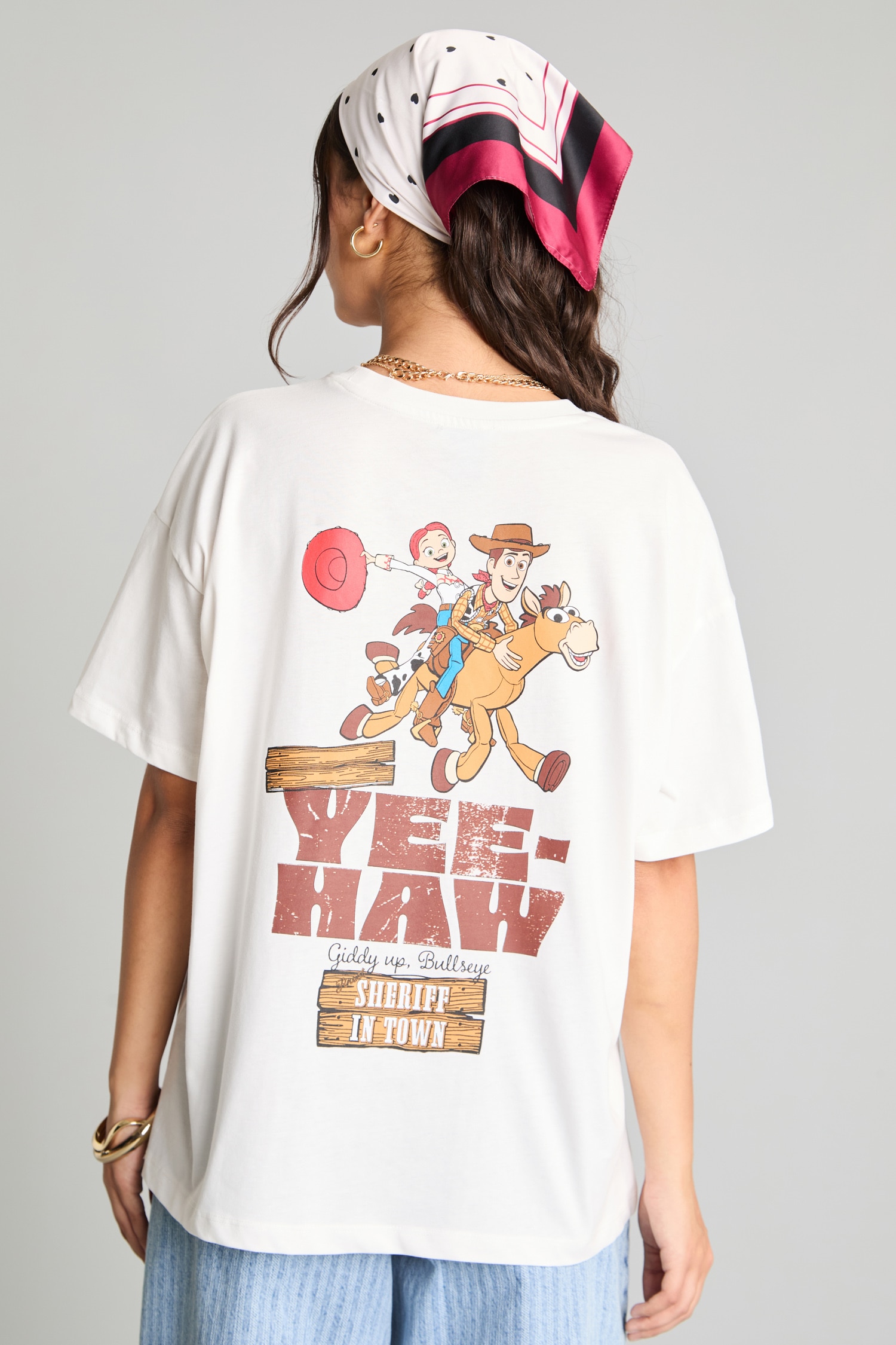 DeFacto %100 Pamuk Toy Story Lisanslı Oversize Ribana Sırt Baskılı Tişört