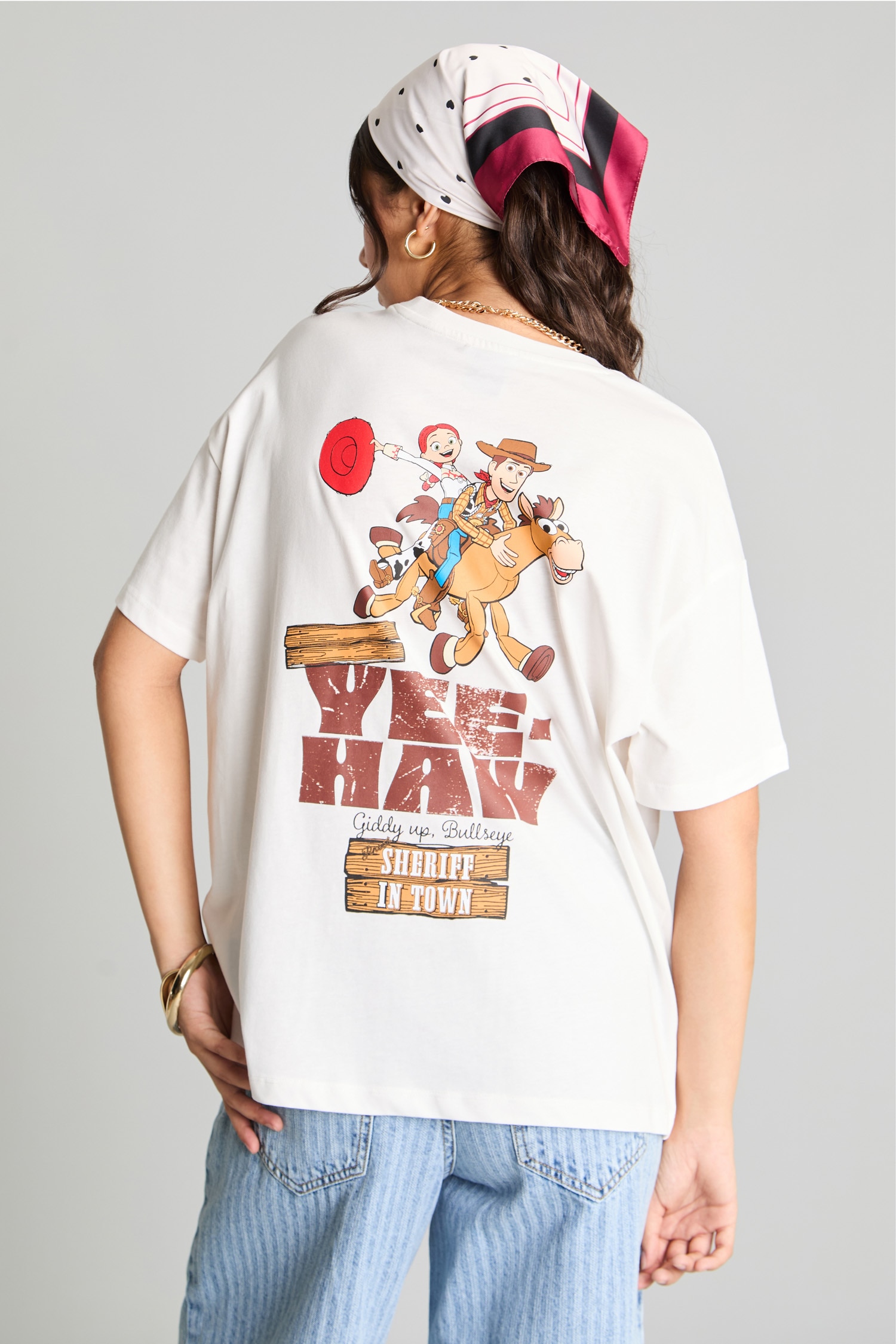 DeFacto %100 Pamuk Toy Story Lisanslı Oversize Ribana Sırt Baskılı Tişört görsel 7