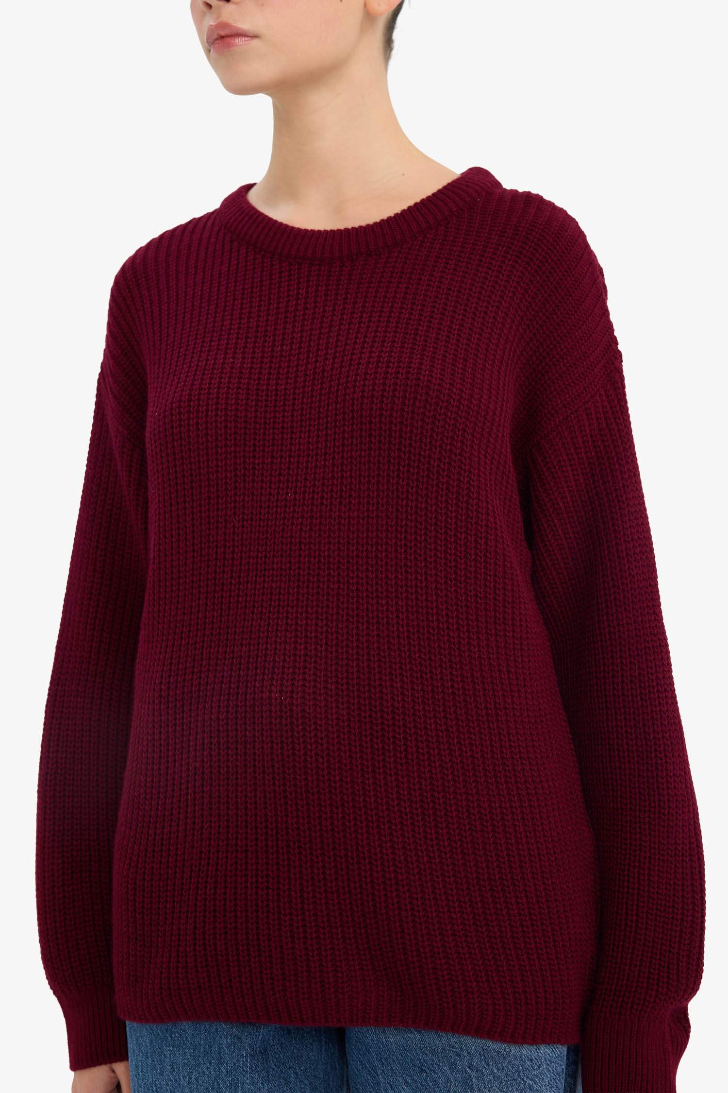 Regular Fit Bisiklet Yaka Selanik Kumaş Triko Kazak