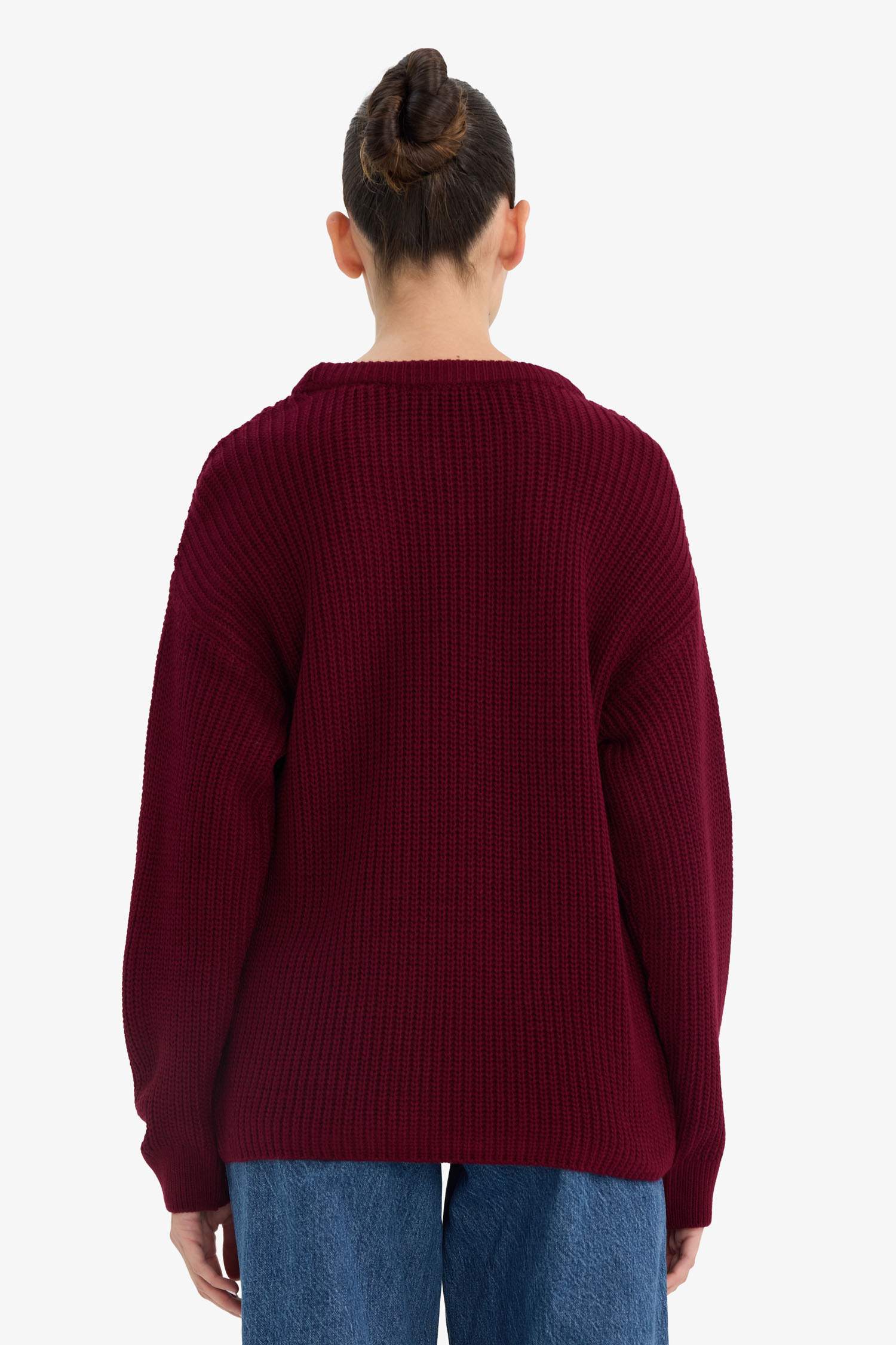 Regular Fit Bisiklet Yaka Selanik Kumaş Triko Kazak