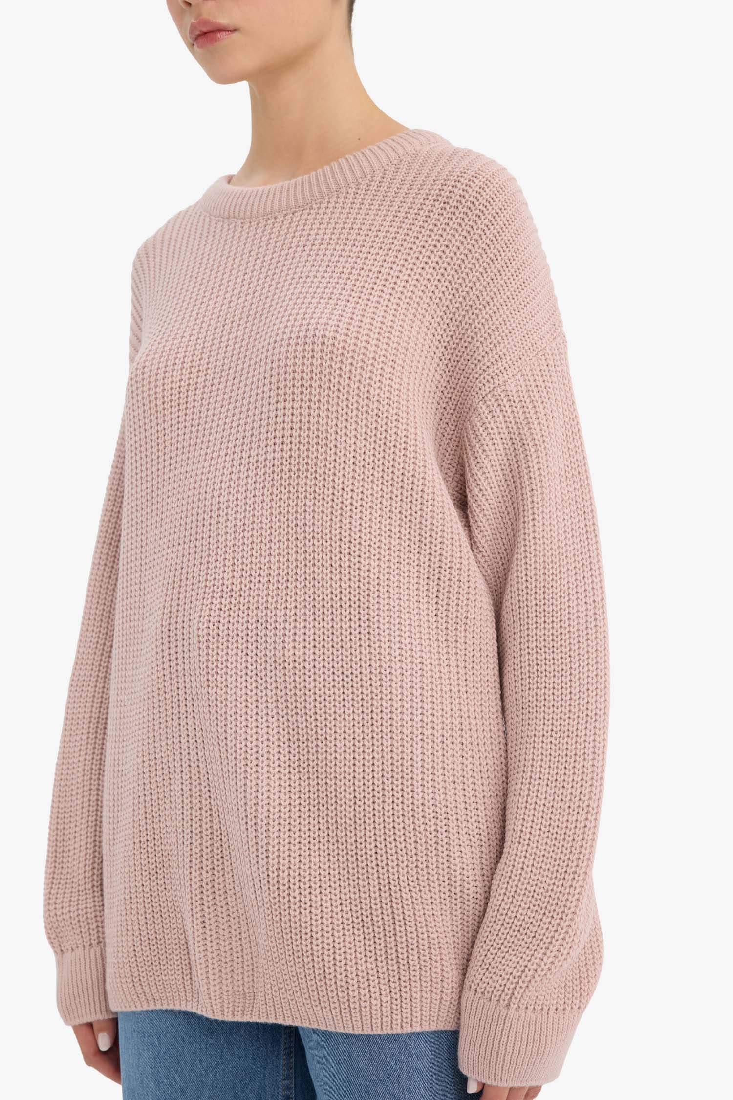 Regular Fit Bisiklet Yaka Selanik Kumaş Triko Kazak